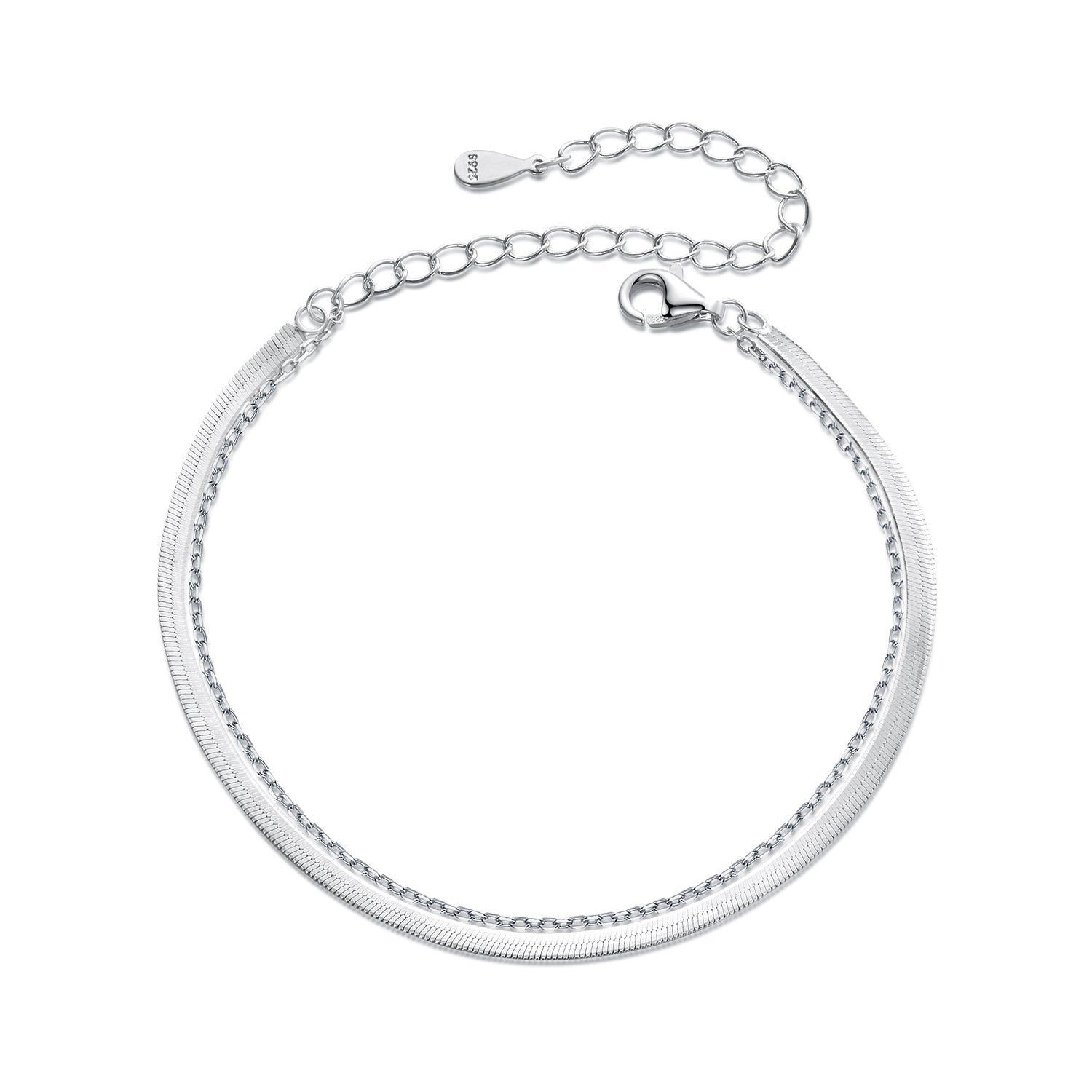925 Sterling Silver 15+6cm White Gold Plated Bracelet for Women DestGlow