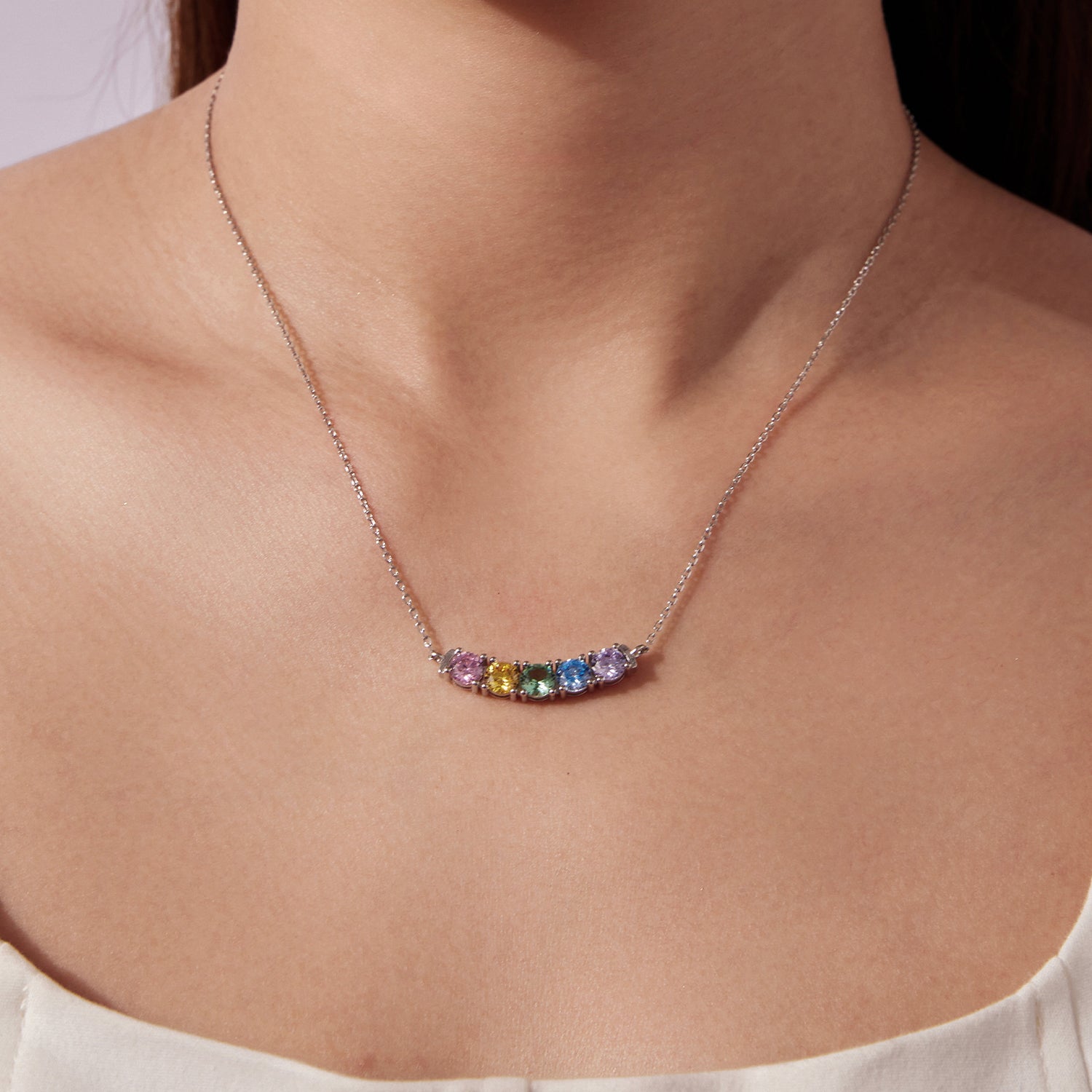 925 Sterling Silver White Gold Plated 40+5cm Necklace with Pavé Setting CZ for Women DestGlow