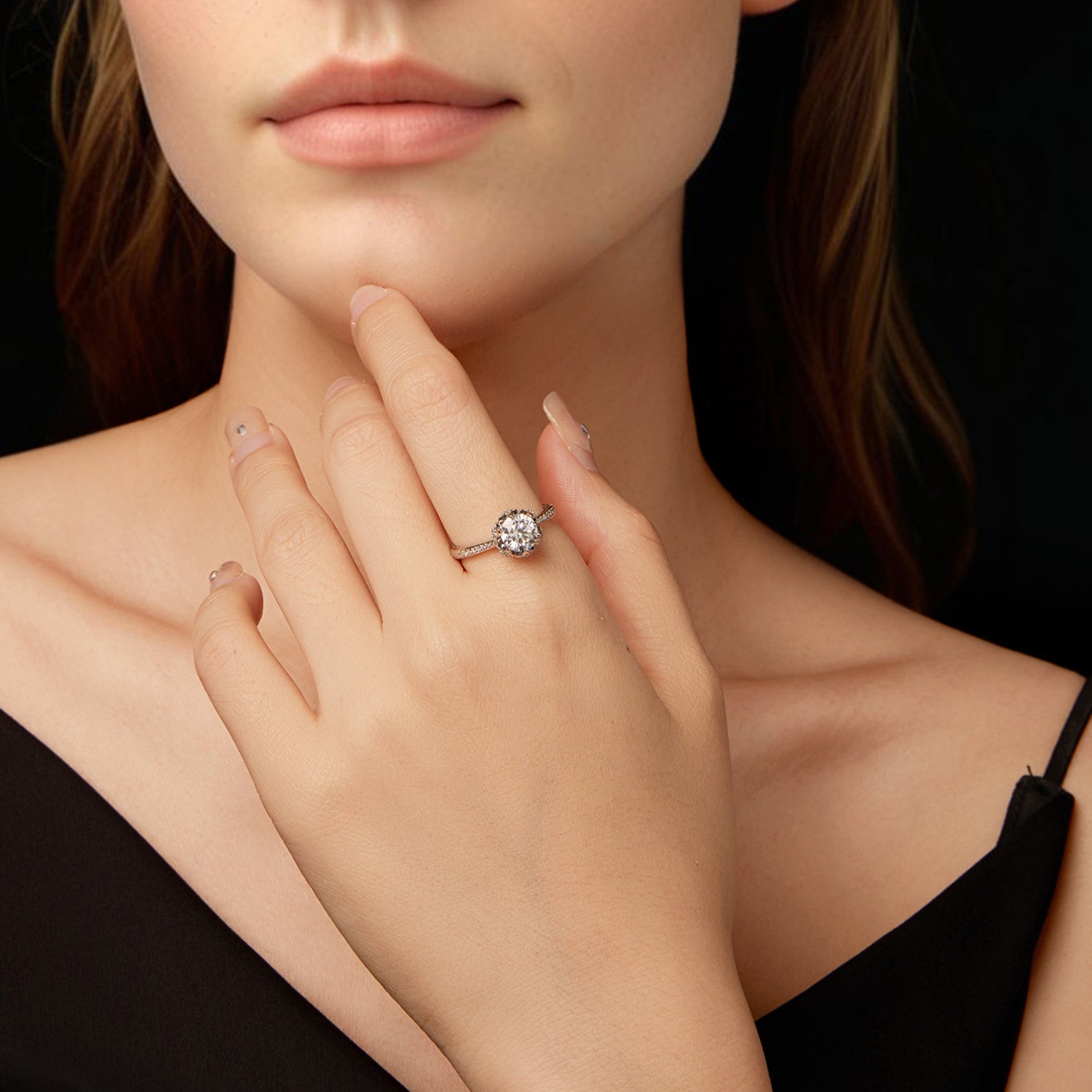 925 Sterling Silver Moissanite Ring 1ct Size 6 White Gold Plated for Women DestGlow