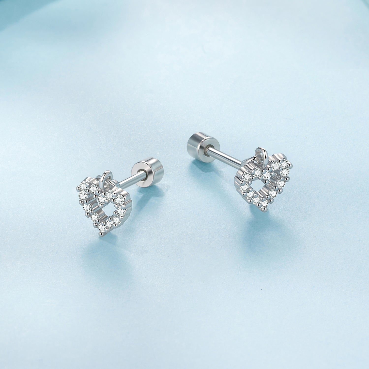 925 Sterling Silver White Gold Plated Pavé CZ Earrings DestGlow