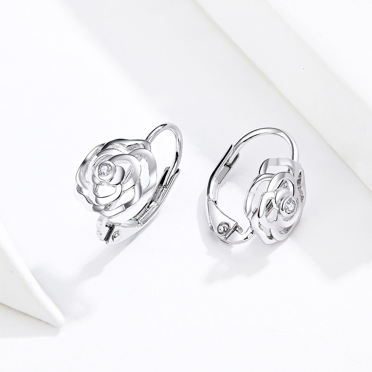 925 Sterling Silver Earrings with Pavé Setting CZ - 1.4x0.9 cm for Women DestGlow