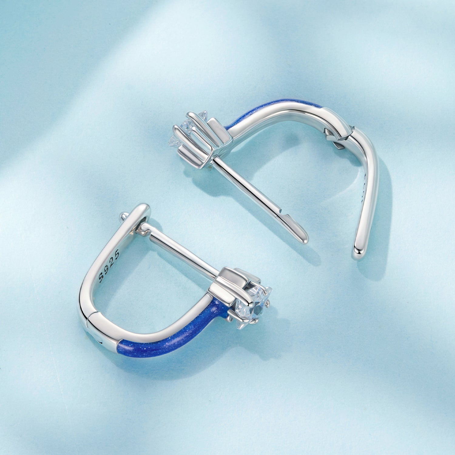 925 Sterling Silver Enamel Earrings with Pavé CZ for Women DestGlow