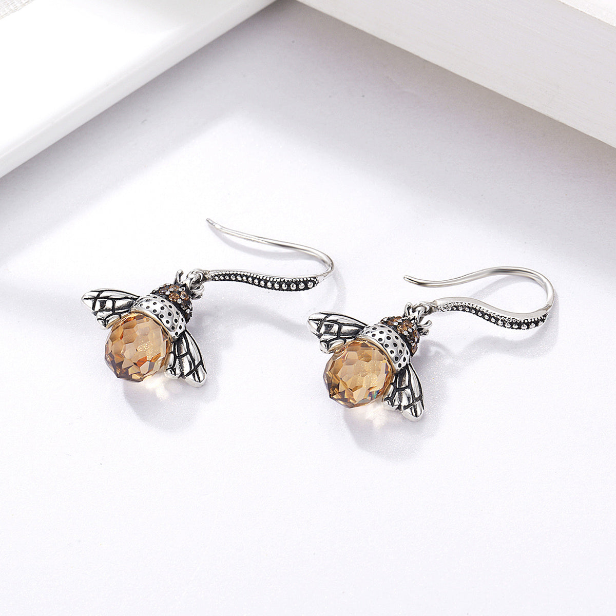 925 Sterling Silver Earrings with Oxidized Finish and Pavé Setting CZ DestGlow