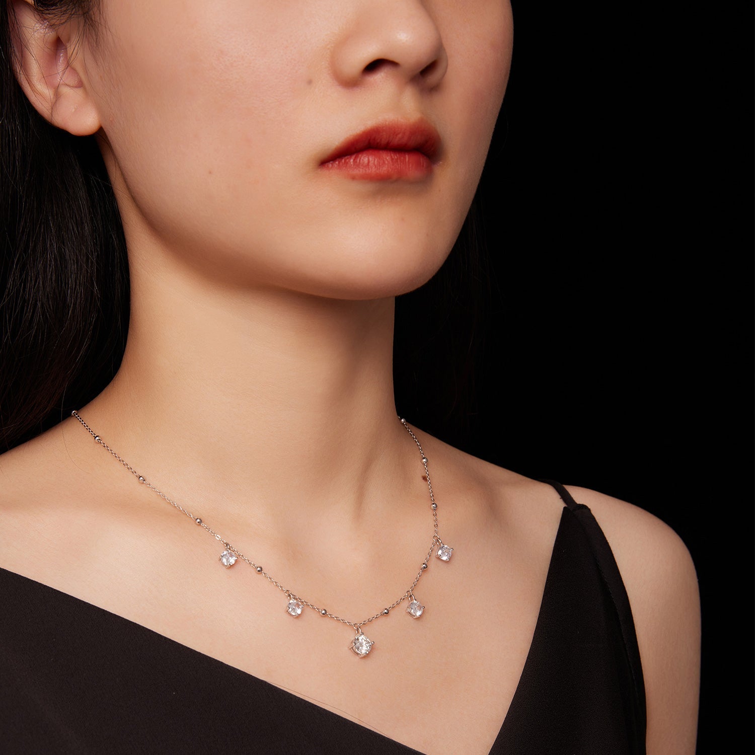925 Sterling Silver 5.0mm Moissanite Necklace for Women DestGlow
