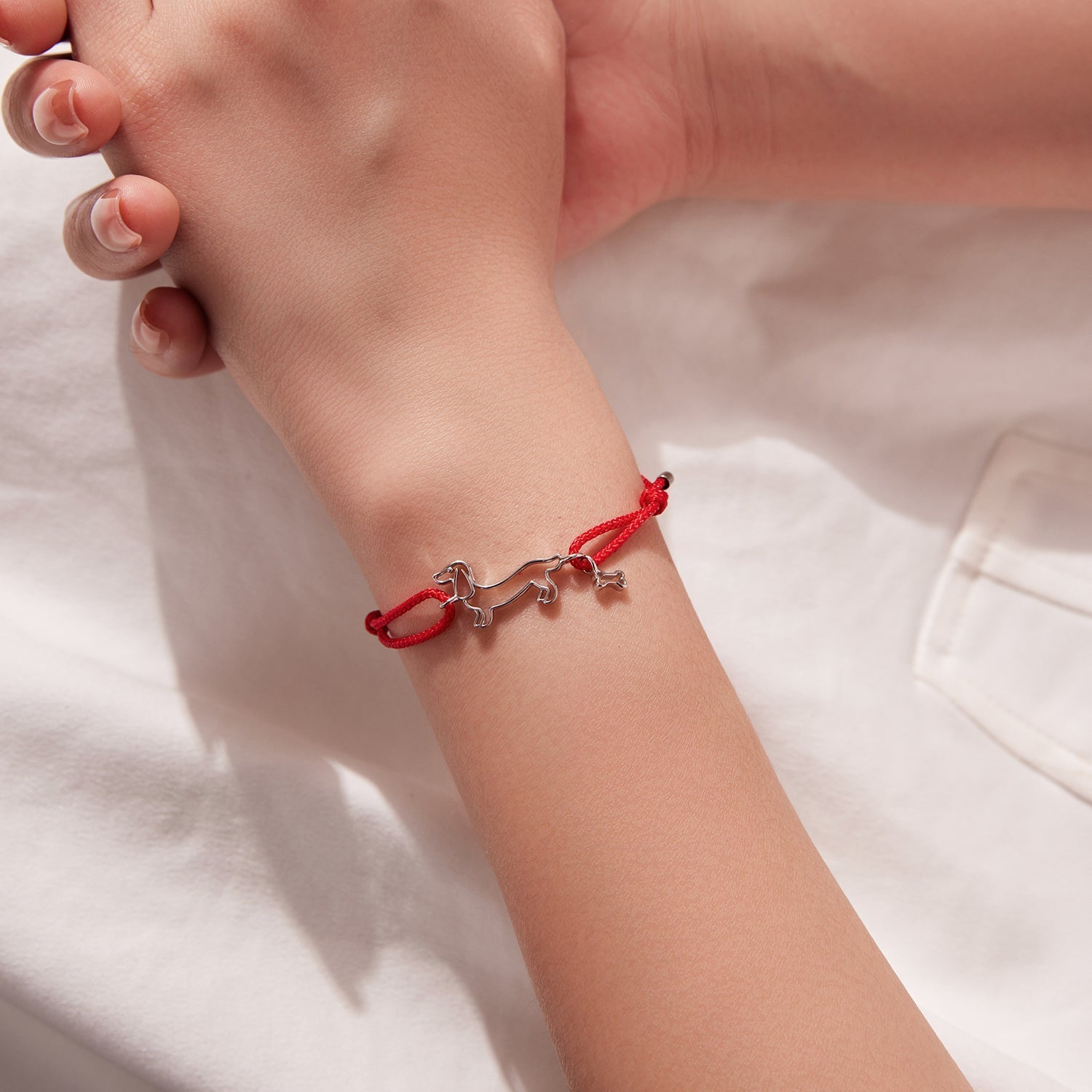 925 Sterling Silver White Gold Plated Adjustable Bracelet with Cotton Cord for Women DestGlow