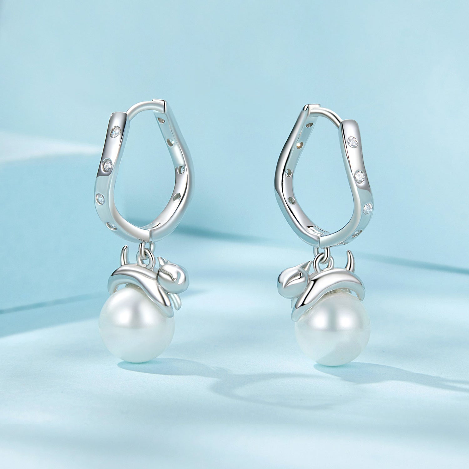 925 Sterling Silver Earrings with Quality Shell Pearl and CZ for Women DestGlow