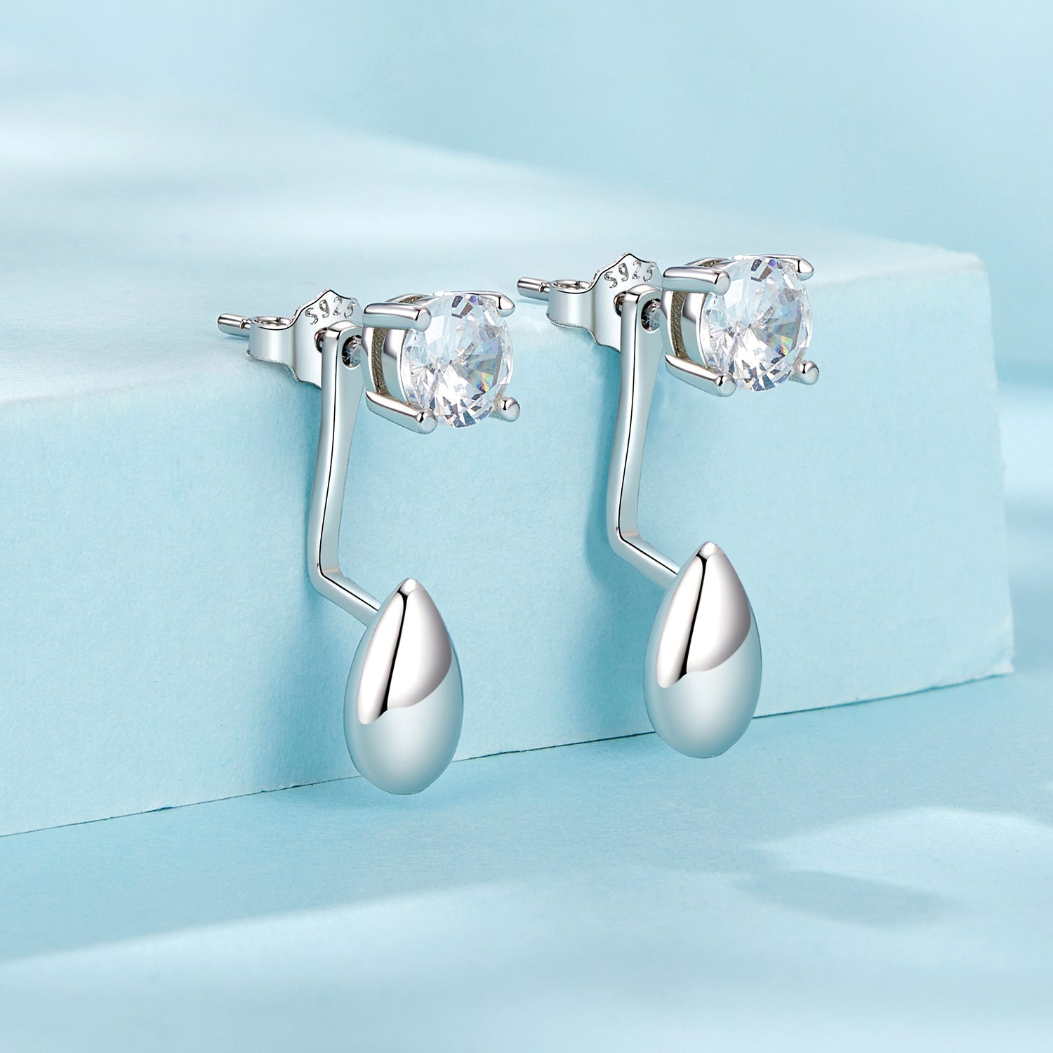 925 Sterling Silver Plated White Gold Earrings with Pavé Setting CZ DestGlow