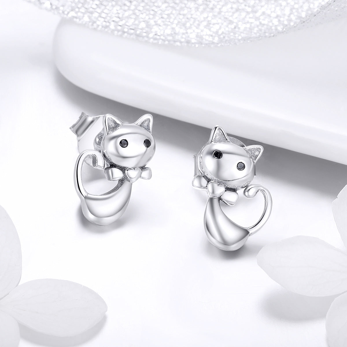 925 Sterling Silver Earrings with Pavé Setting in Oxidized Finish DestGlow