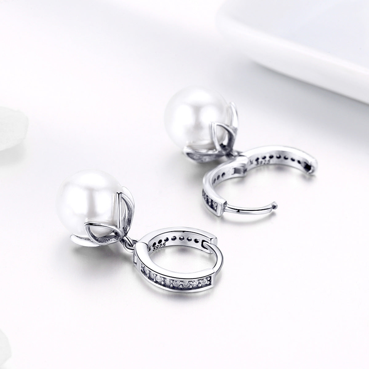 925 Sterling Silver Earrings with Quality Shell Pearl and CZ for Women DestGlow