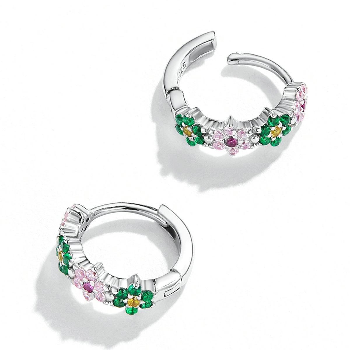 925 Sterling Silver Earrings with CZ in Pavé Setting - 1.3x0.4cm for Women DestGlow