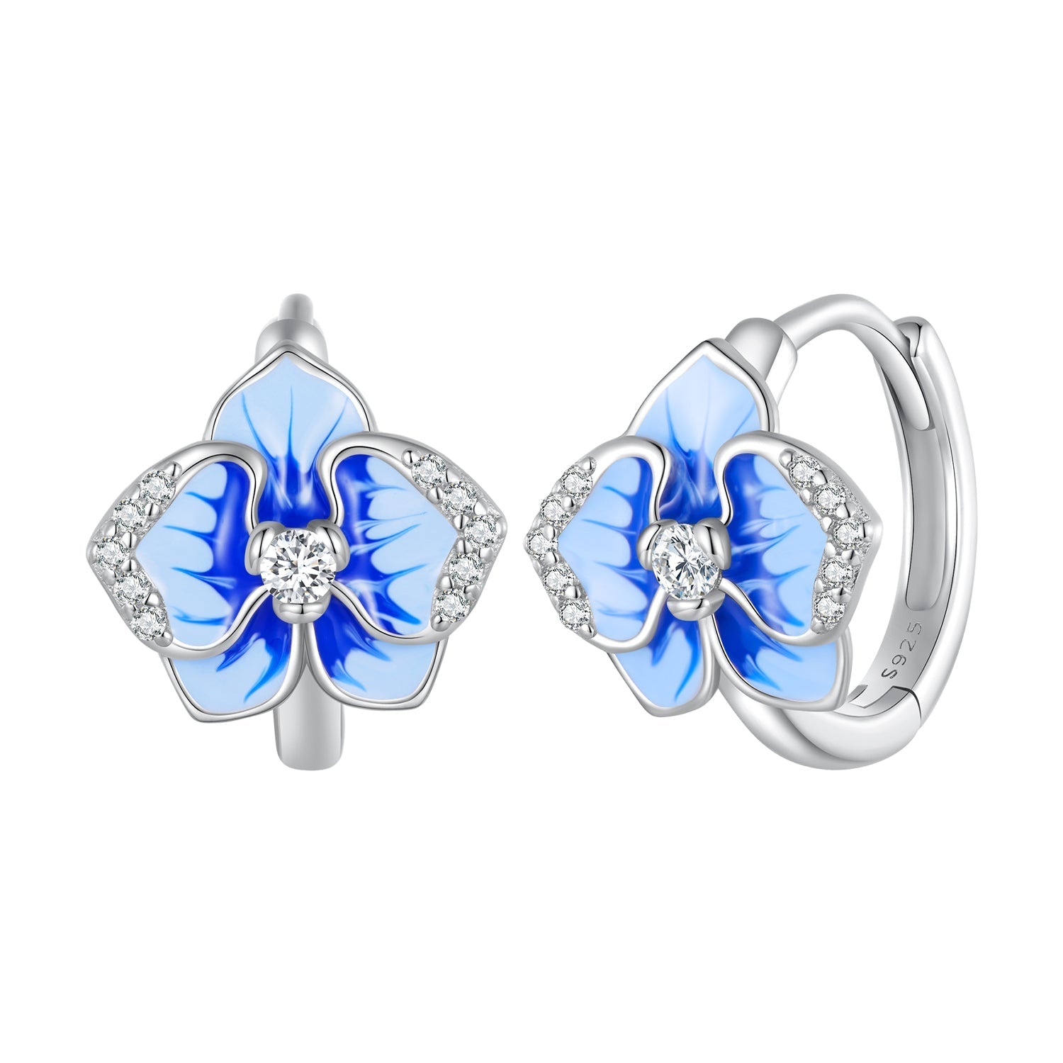 925 Sterling Silver Earrings with Enamel and Pavé Setting, 10mm for Women DestGlow