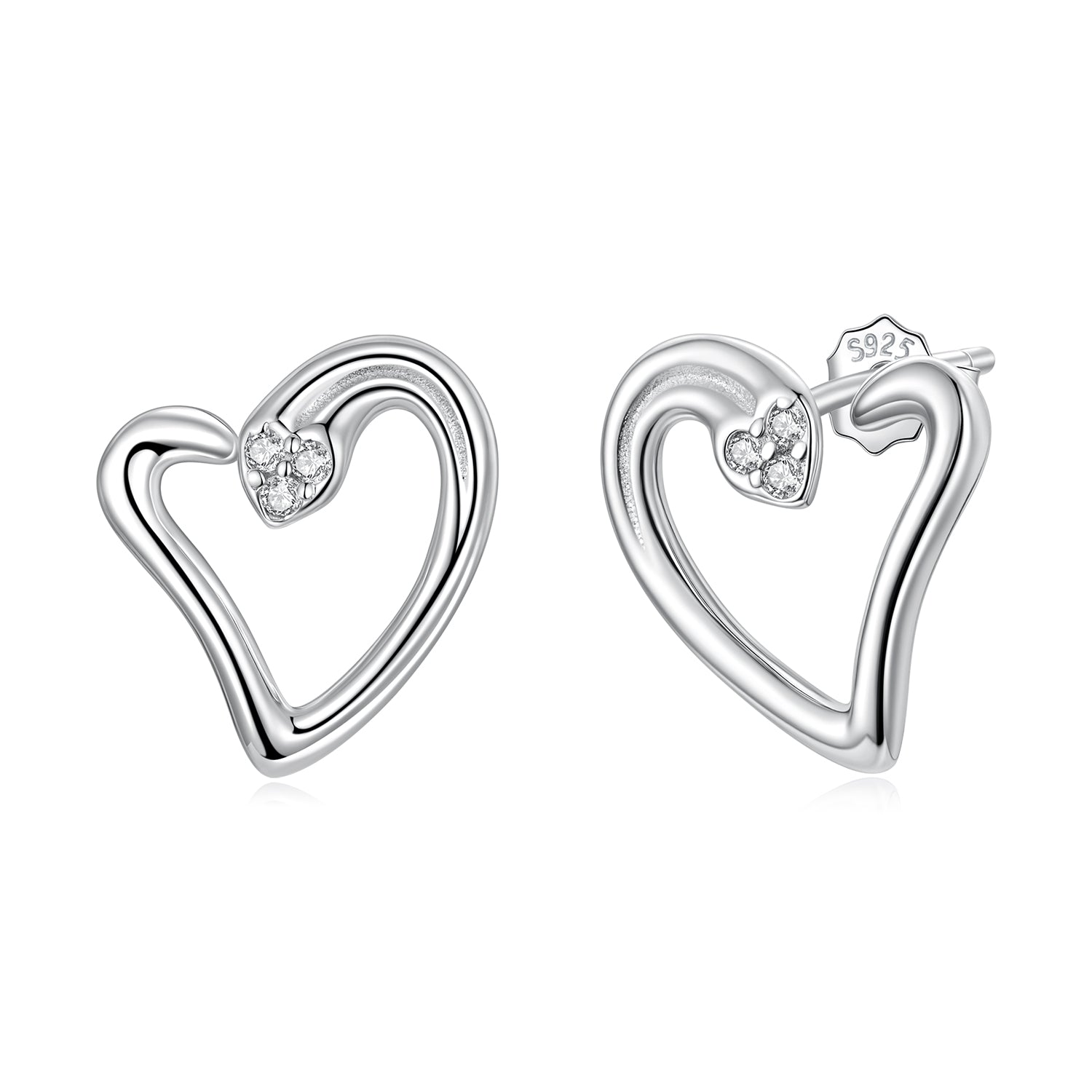 925 Sterling Silver Earrings with CZ in White Gold Plating - 1.4x1.2cm for Women DestGlow