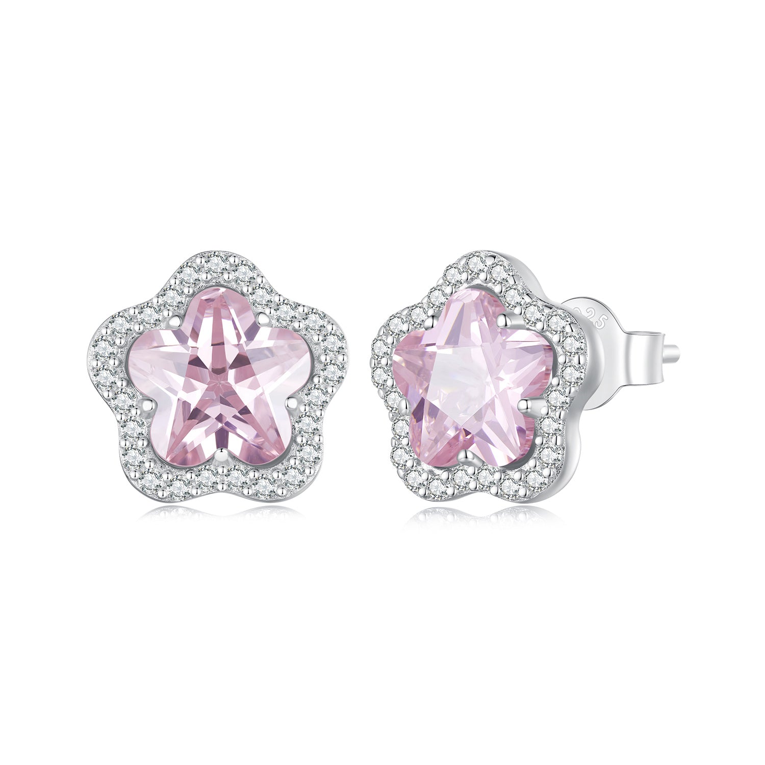 925 Sterling Silver Earrings with Pavé Setting CZ and Transparent Glass for Women DestGlow