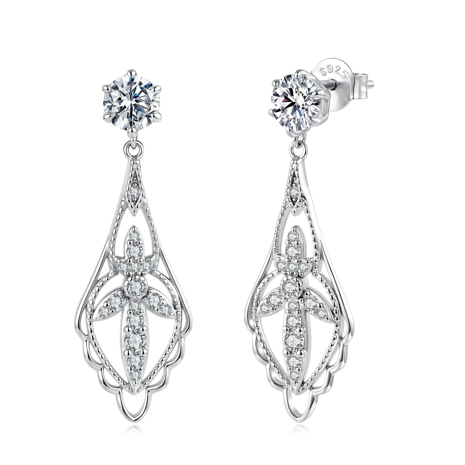 925 Sterling Silver 0.50 Carat Moissanite Earrings with White Gold Plating for Women DestGlow