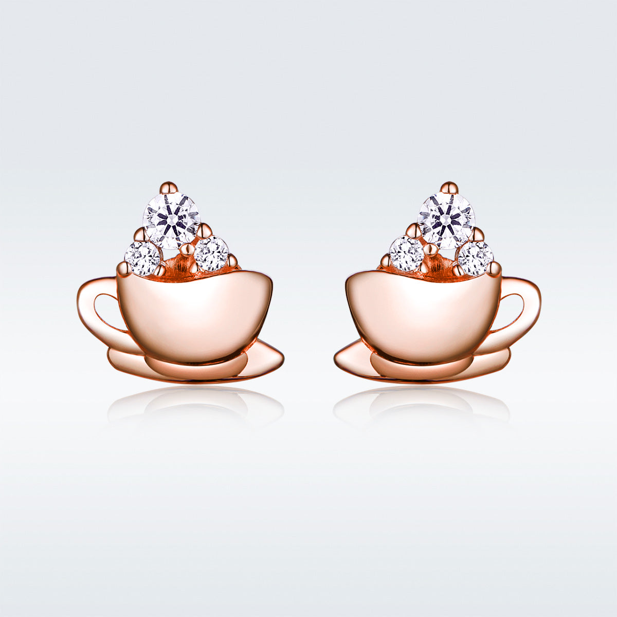 925 Sterling Silver Rose Gold Plated Pavé CZ Earrings for Women DestGlow