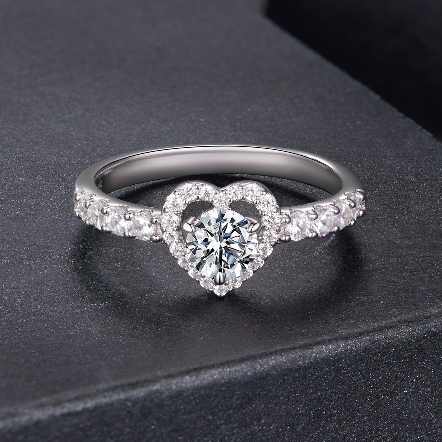 925 Sterling Silver Moissanite 0.5ct Heart Ring for Women Size 6 DestGlow
