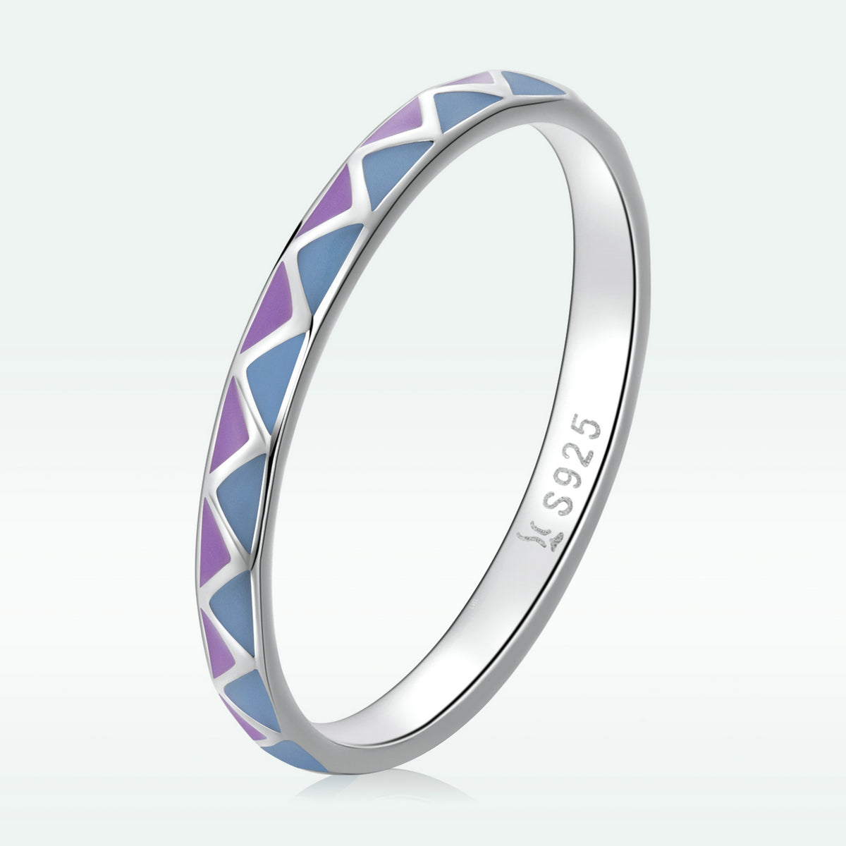 925 Sterling Silver Wide Enamel Ring Size 6.0 for Women DestGlow