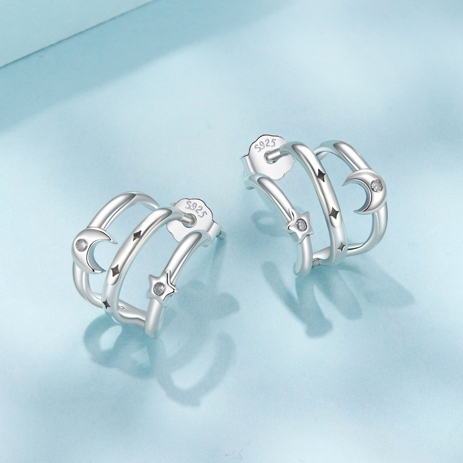 925 Sterling Silver Earrings with Pavé Setting CZ - Oxidized Silver, 1.1cm for Women DestGlow