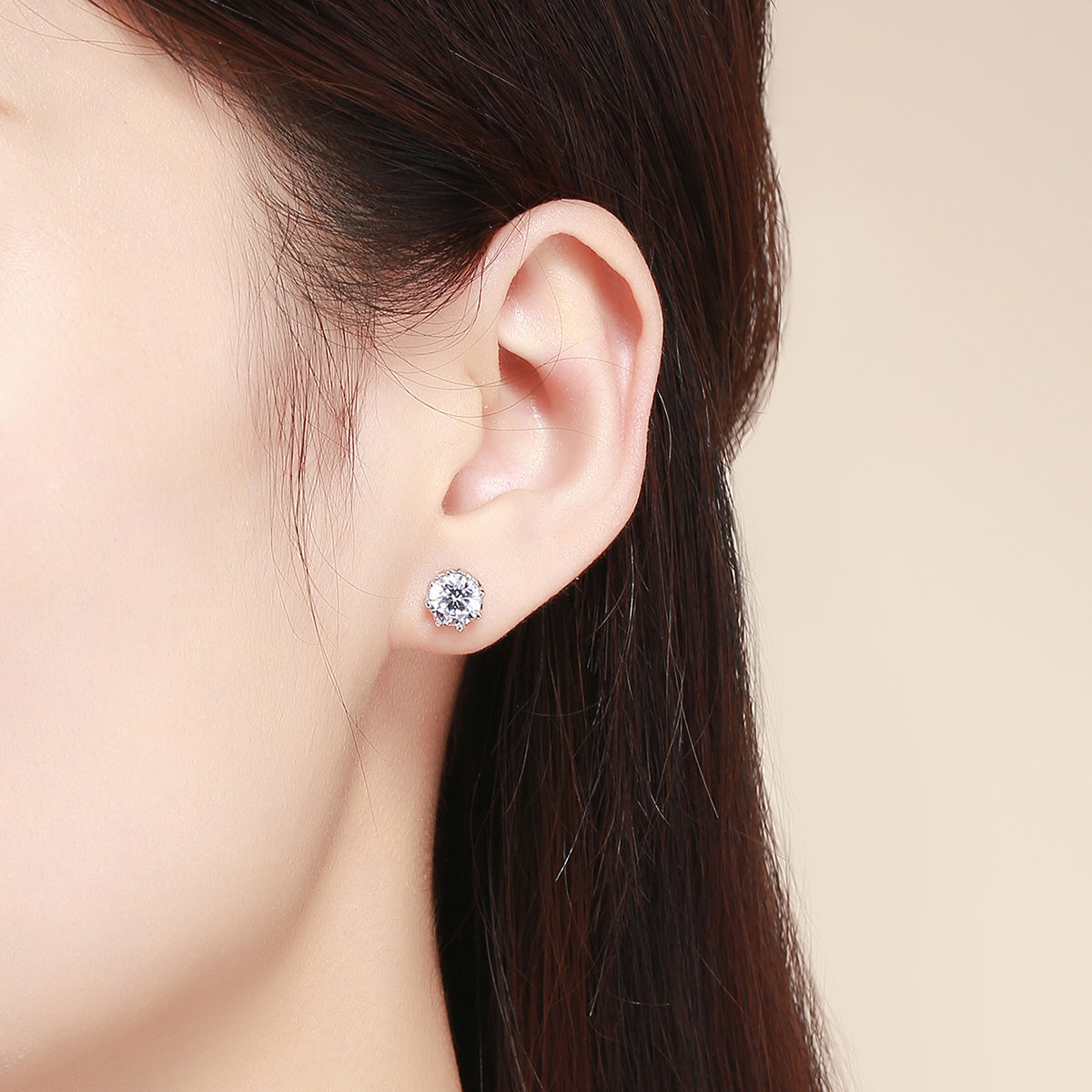 925 Sterling Silver Plated Platinum 0.6cm CZ Earrings DestGlow