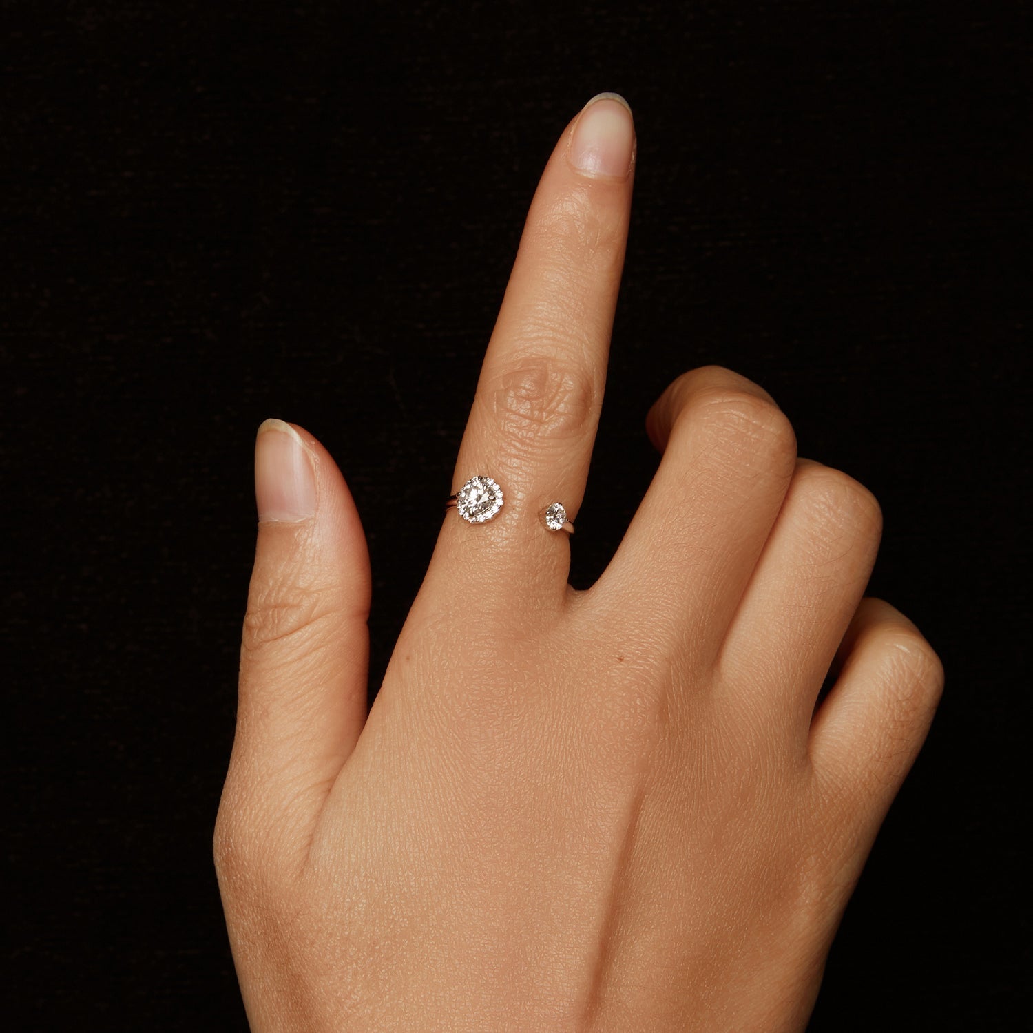 925 Sterling Silver Moissanite 0.5ct & 0.2ct Ring in Size E for Women DestGlow