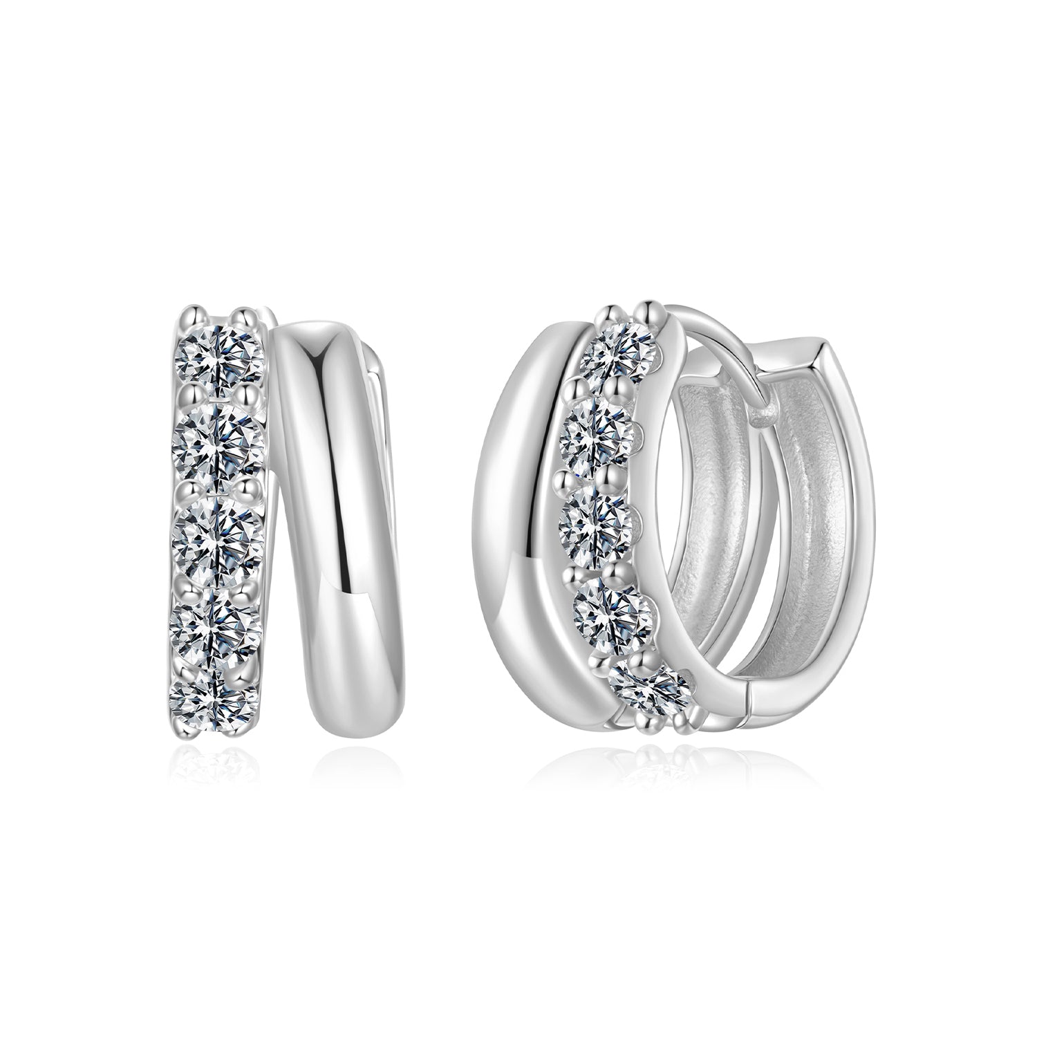 925 Sterling Silver Moissanite 0.06 Carat White Gold Plated Earrings for Women DestGlow
