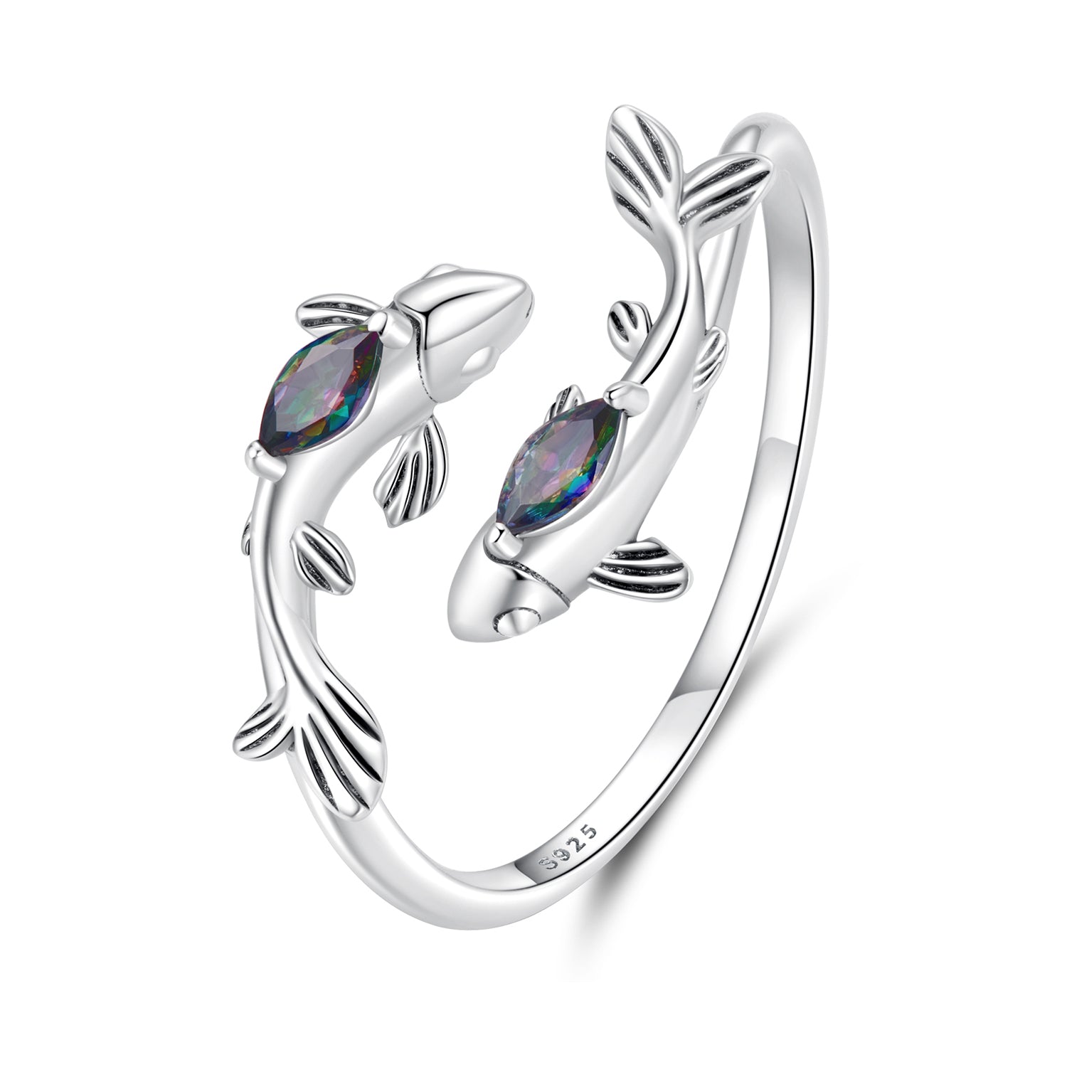 925 Sterling Silver Transparent Glass Ring for Women DestGlow