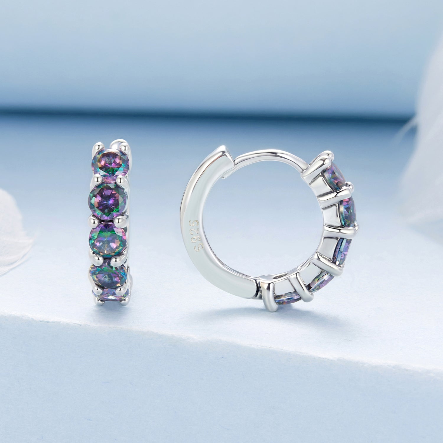 925 Sterling Silver Earrings with Pavé Setting CZ in Oxidized Finish for Women DestGlow