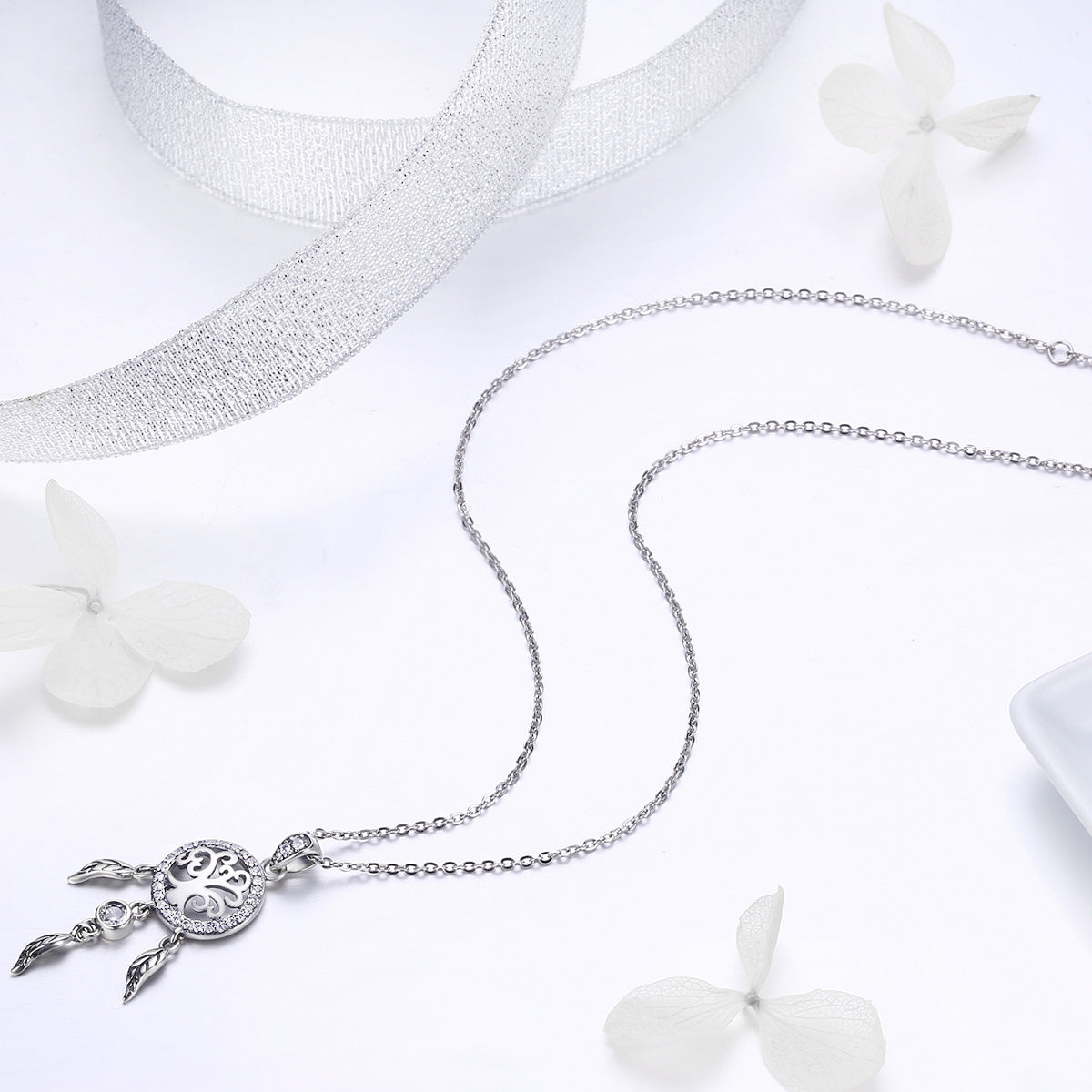 925 Sterling Silver Necklace 36-45cm with Pendant for Women DestGlow
