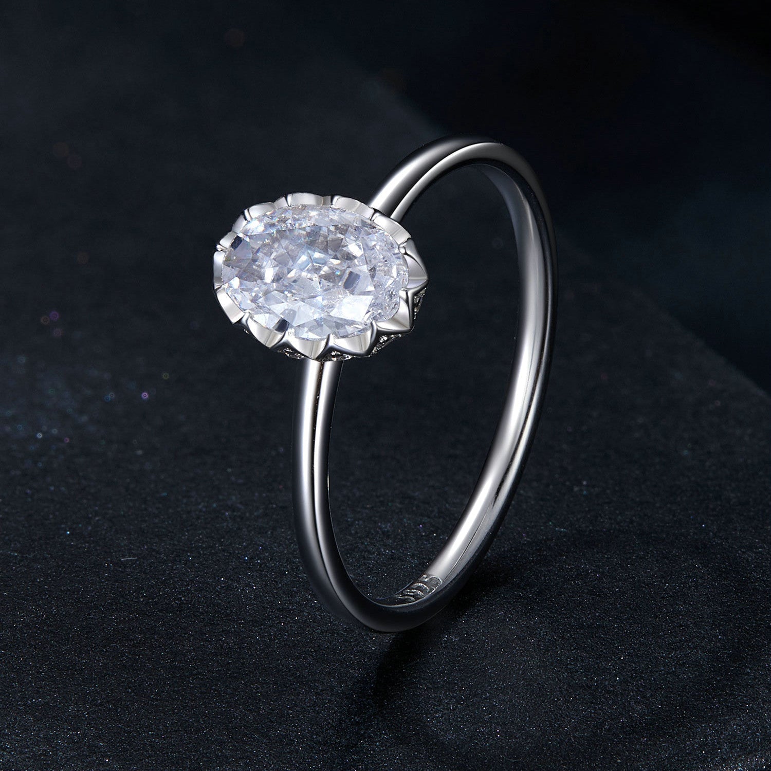 925 Sterling Silver 1.6mm Moissanite 1ct Ring in Size 6 for Women DestGlow