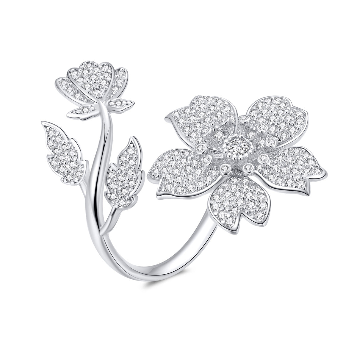 925 Sterling Silver Plated Platinum Pavé Setting CZ 0.2cm Ring by Bids.com