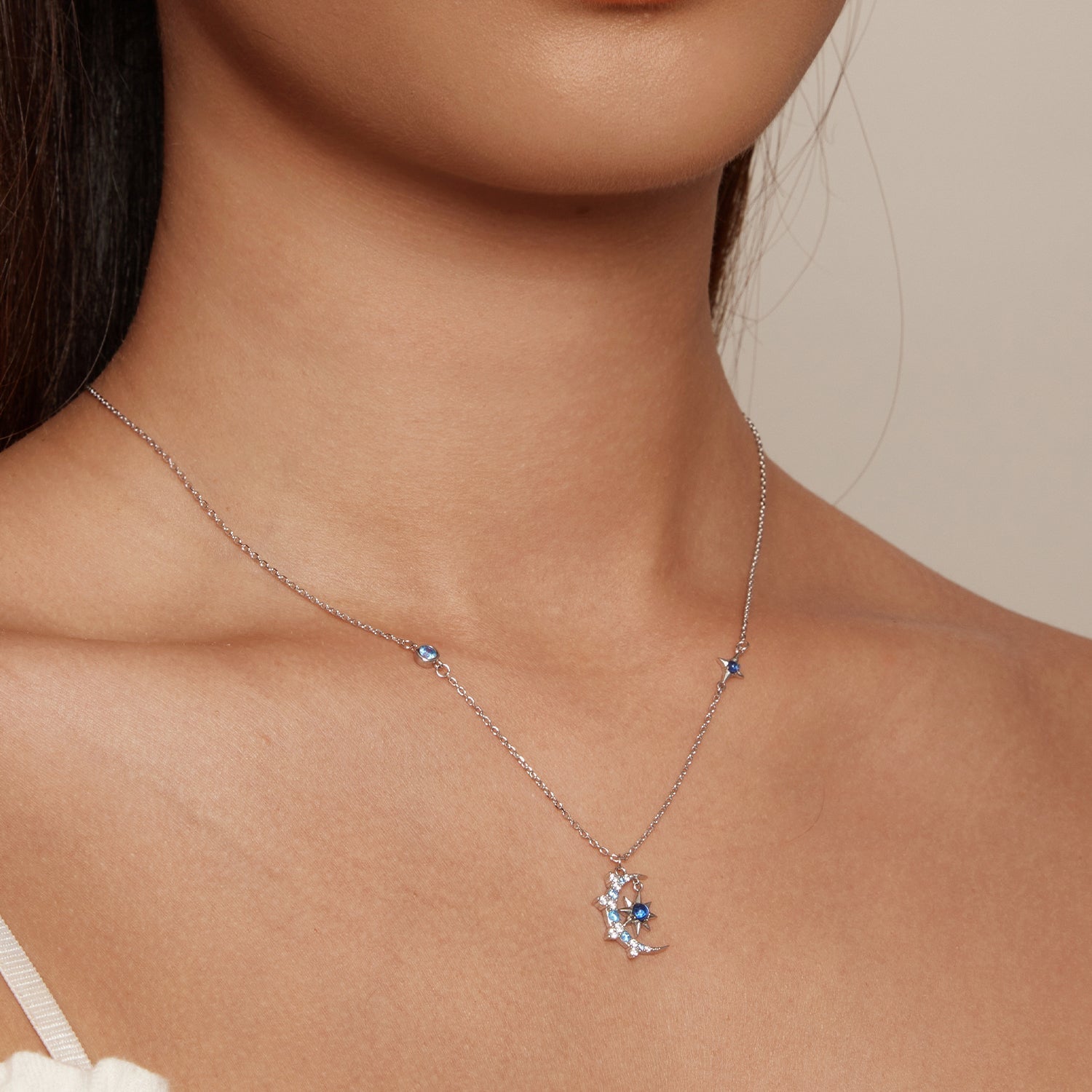 925 Sterling Silver Necklace with Pavé Setting CZ and Spinel Pendant DestGlow