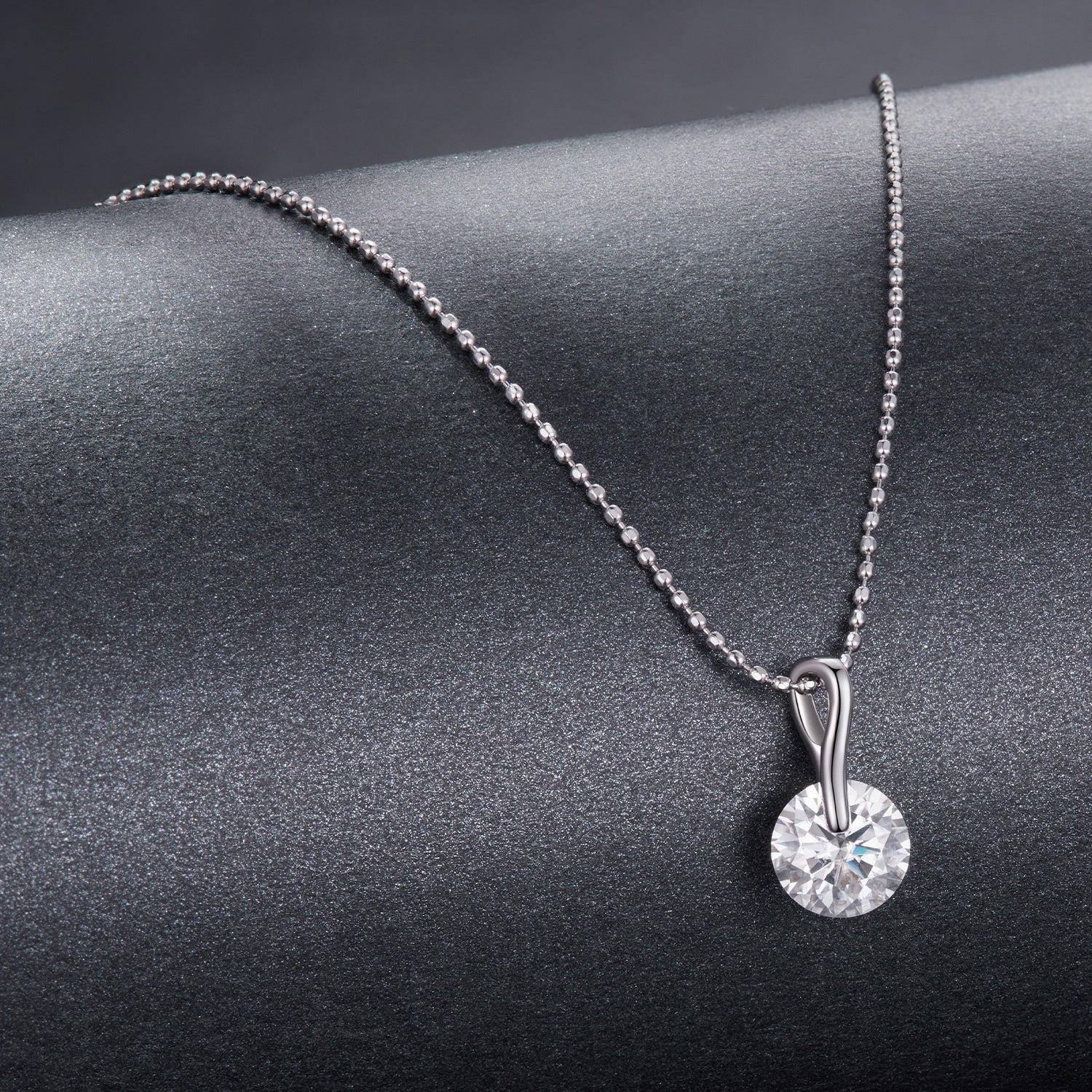 925 Sterling Silver Moissanite Necklace 40+5cm with White Gold Plating for Women DestGlow
