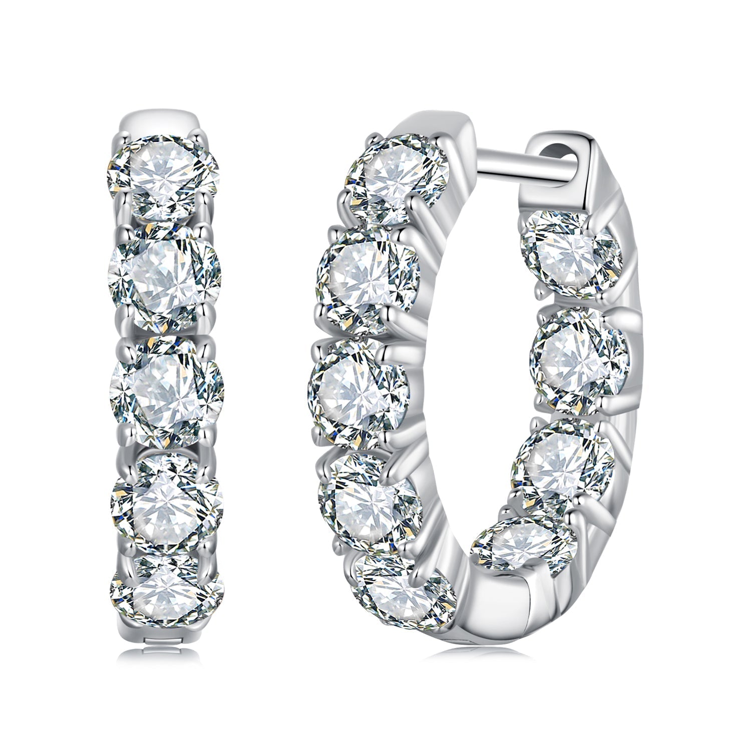 925 Sterling Silver Moissanite Earrings 0.1 Carat White Gold Plated 1.5x0.3cm Women DestGlow
