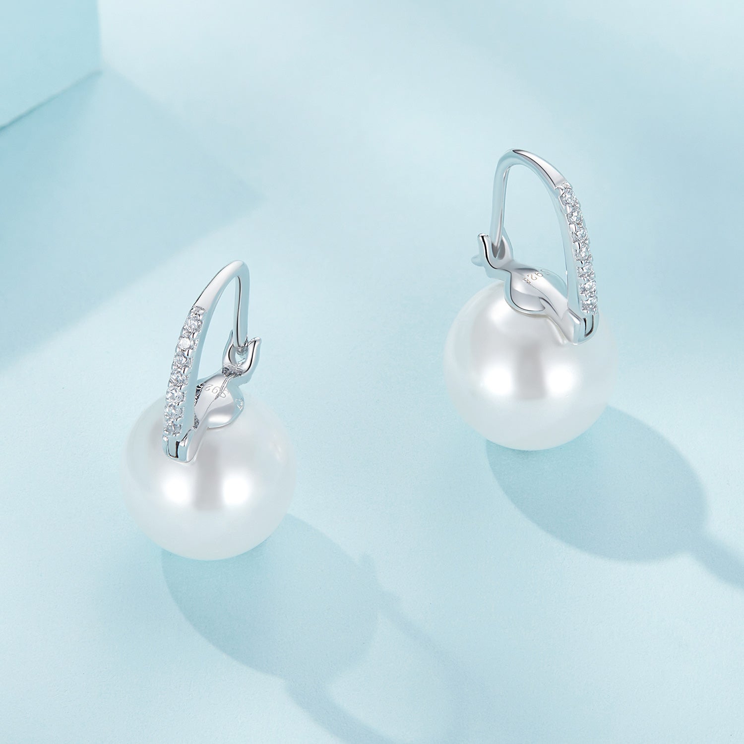 925 Sterling Silver Earrings with Quality Shell Pearl and CZ, 21*11mm, for Women DestGlow