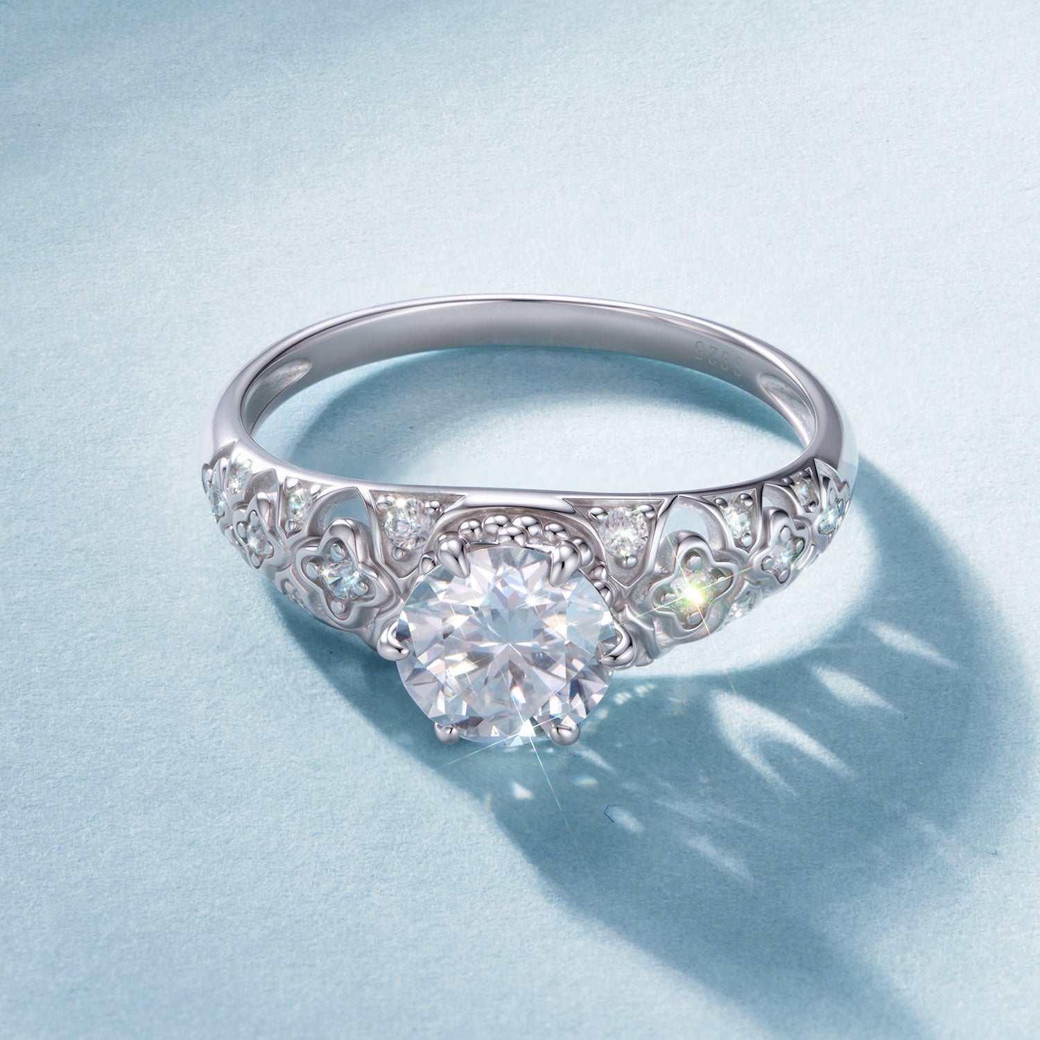 925 Sterling Silver Moissanite 0.65 Carat Ring Size 6 for Women DestGlow