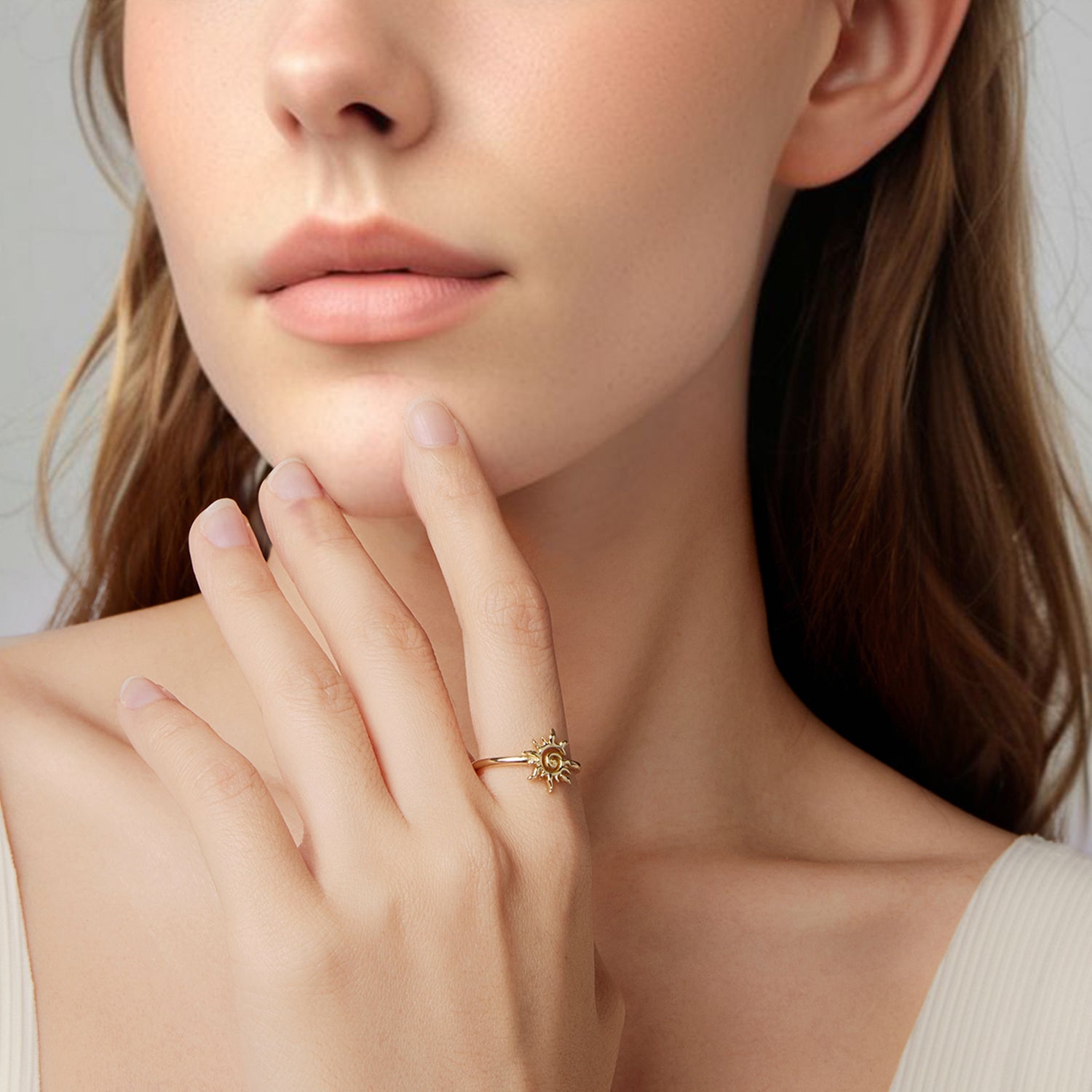 925 Sterling Silver Gold Plated Sun Ring DestGlow