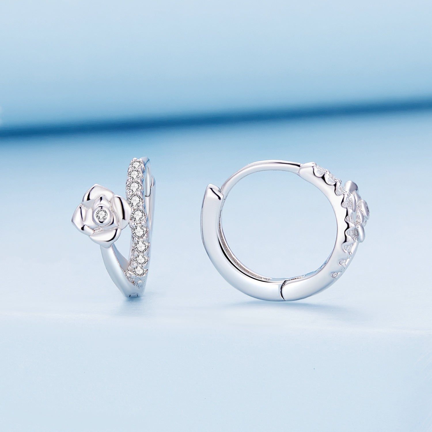 925 Sterling Silver Platinum Plated Pavé CZ Earrings DestGlow
