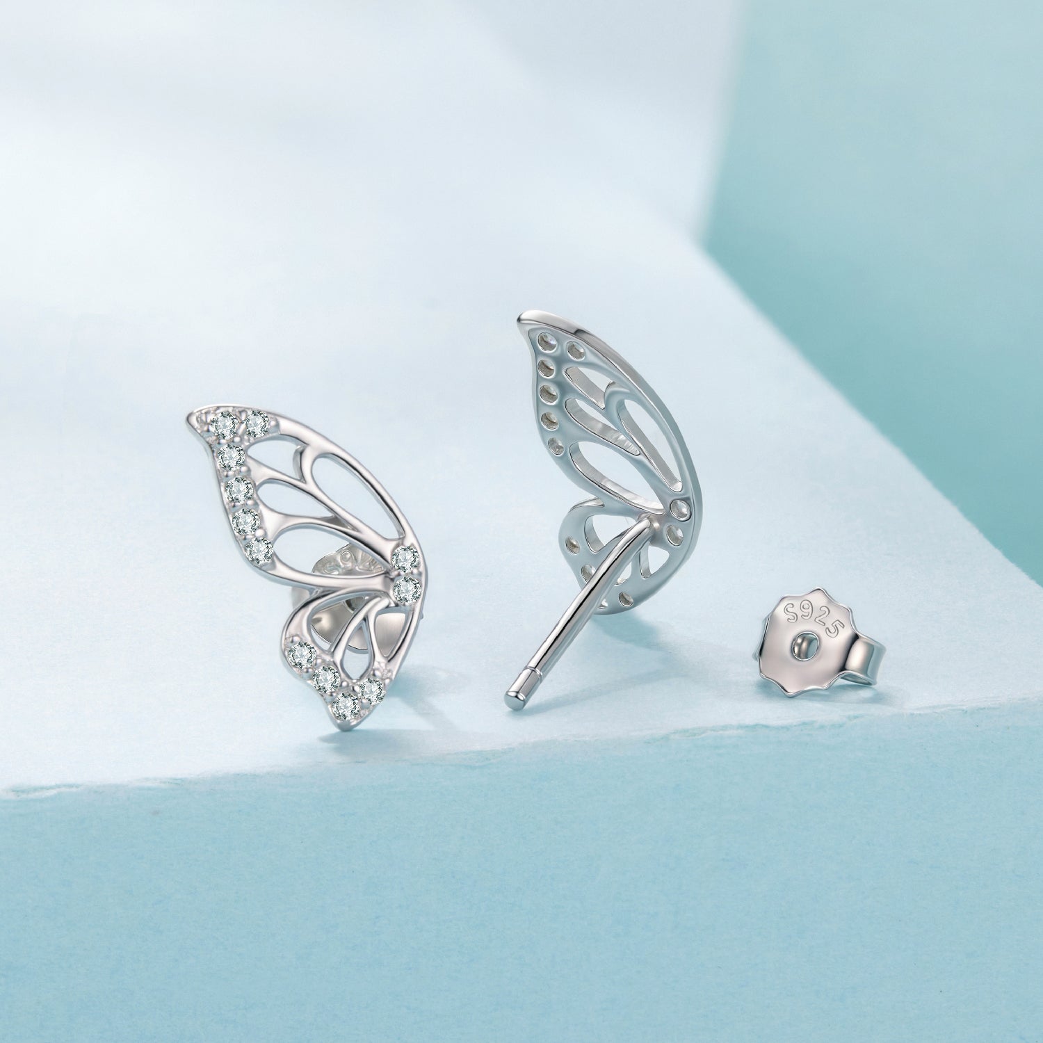 925 Sterling Silver White Gold Plated Pavé Set CZ Earrings - Small Size DestGlow