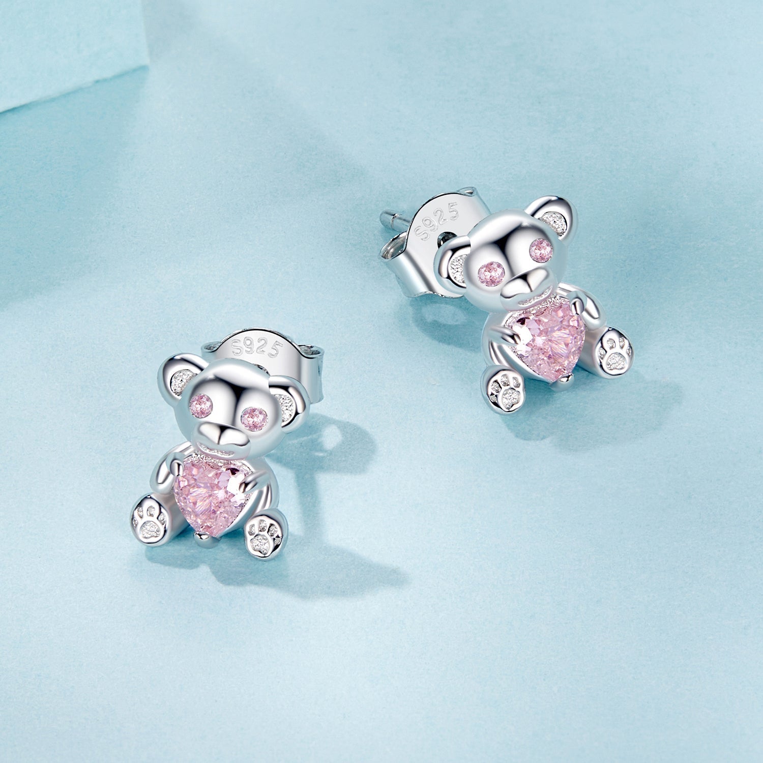 925 Sterling Silver Earrings with CZ in White Gold Plating DestGlow