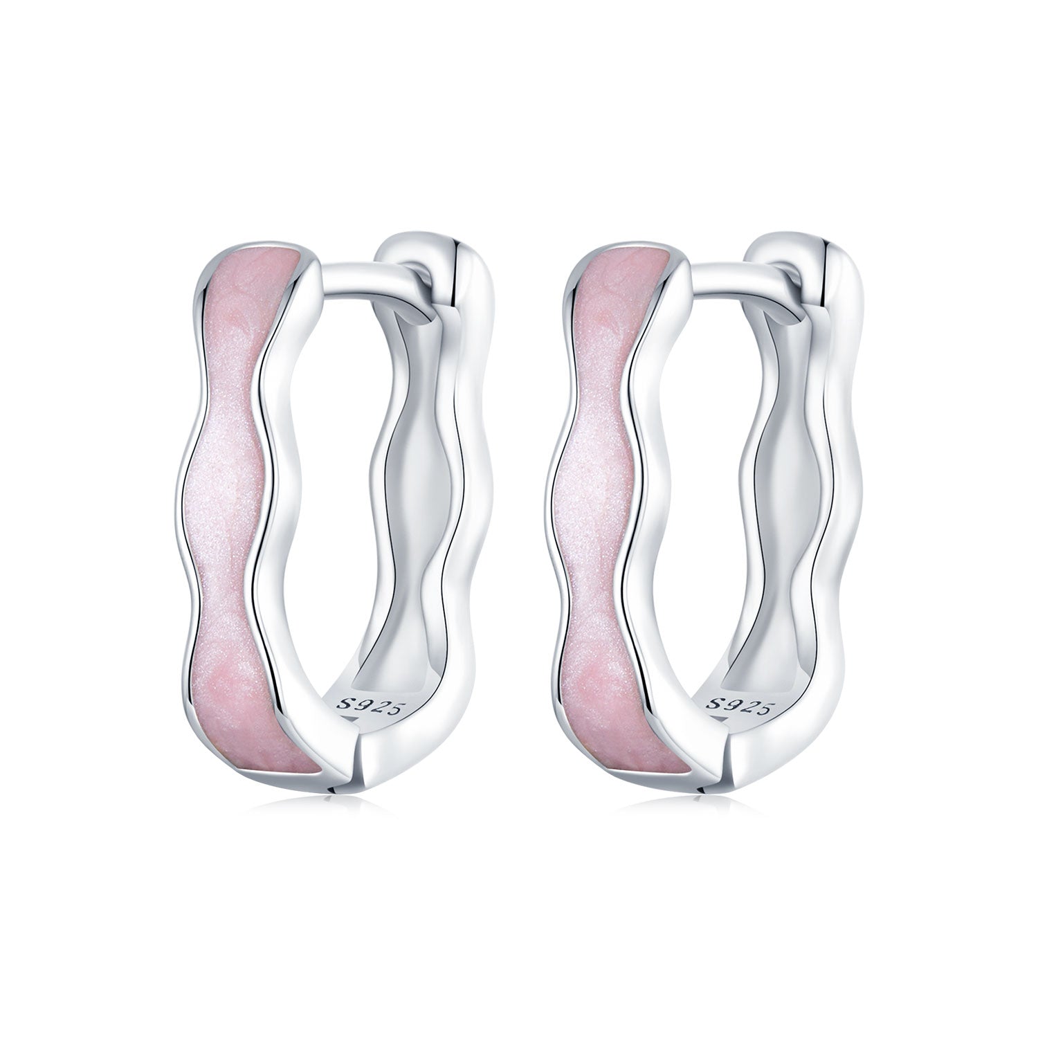 925 Sterling Silver Earrings with Enamel in White Gold Finish - 13*3mm for Women DestGlow
