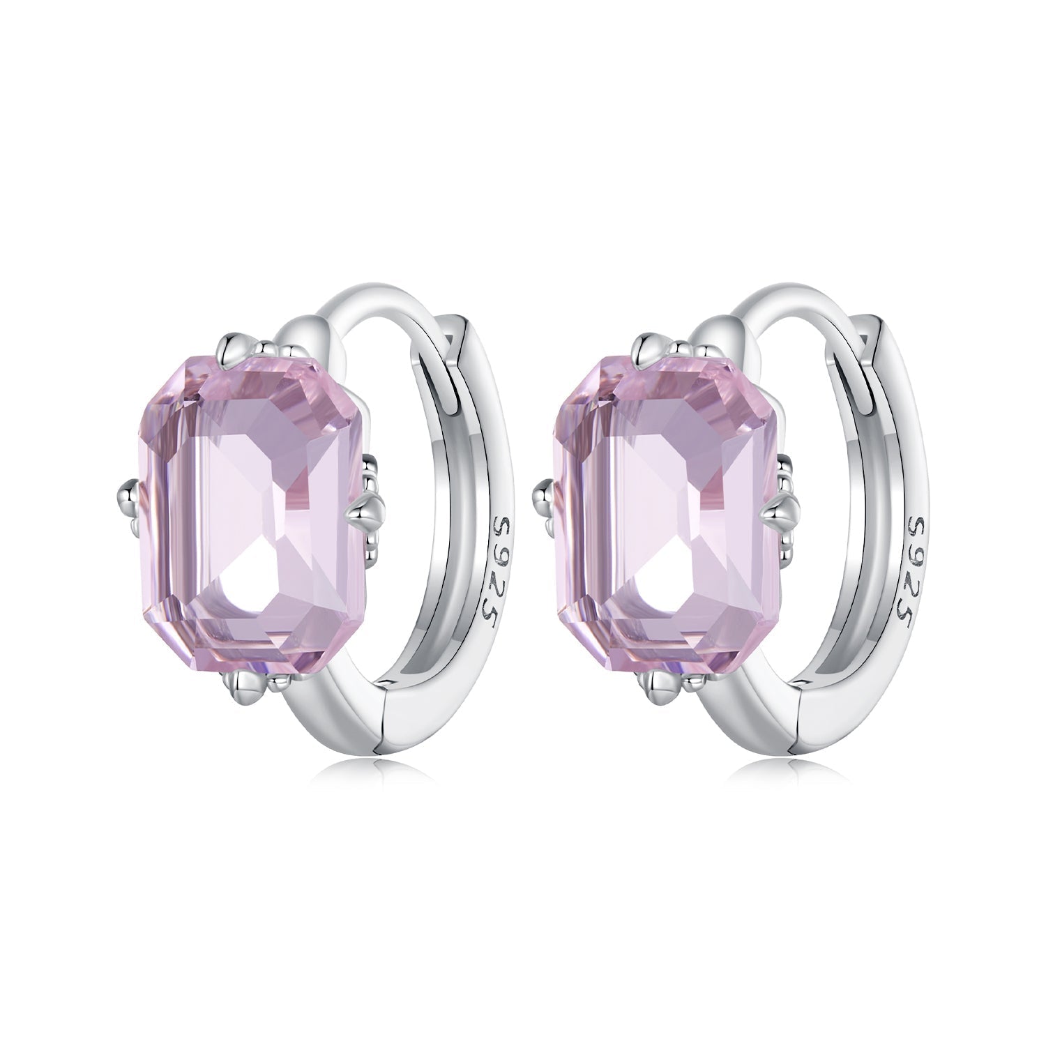 925 Sterling Silver Earrings with Transparent Glass, 12x7mm, for Women DestGlow