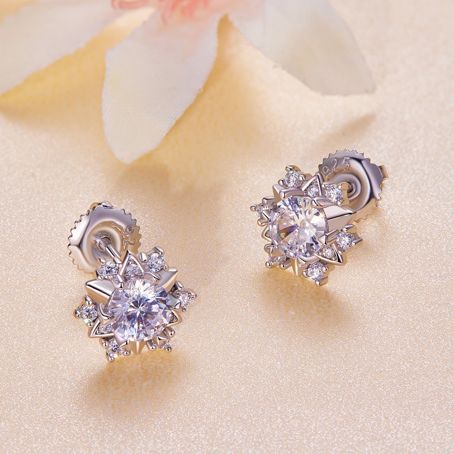 925 Sterling Silver 5.0mm Moissanite Earrings with CZ, 1.0cm for Women DestGlow