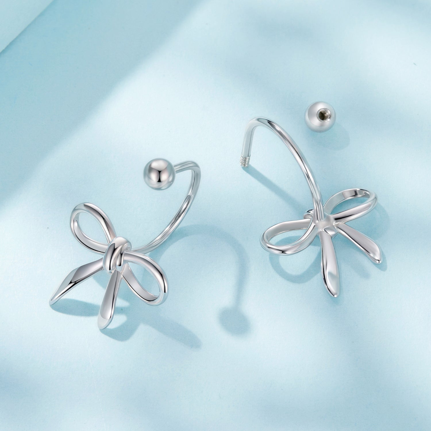 925 Sterling Silver Earrings with White Gold Plating - 1.0*1.3 cm DestGlow