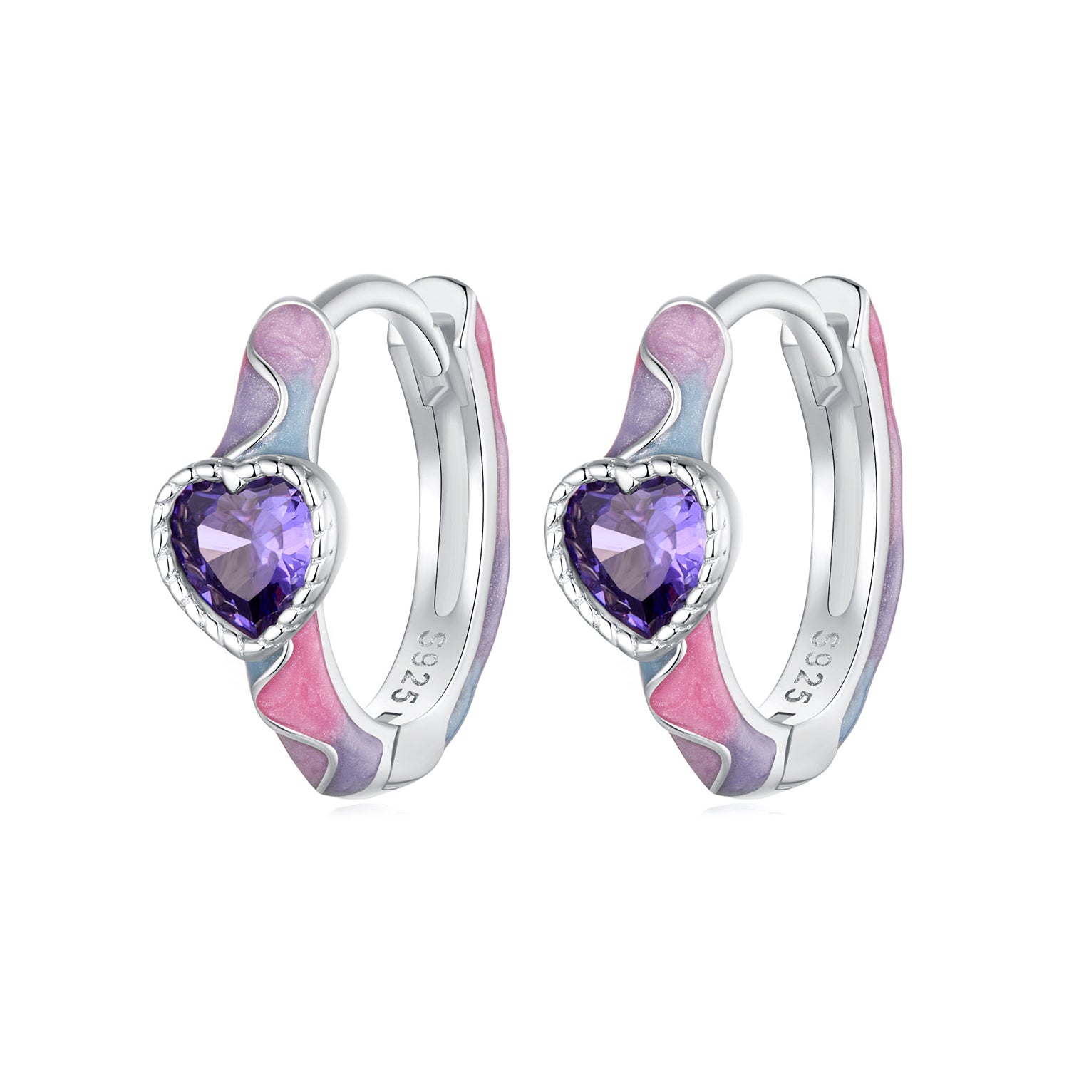 925 Sterling Silver Enamel Pavé Setting CZ Earrings for Women DestGlow
