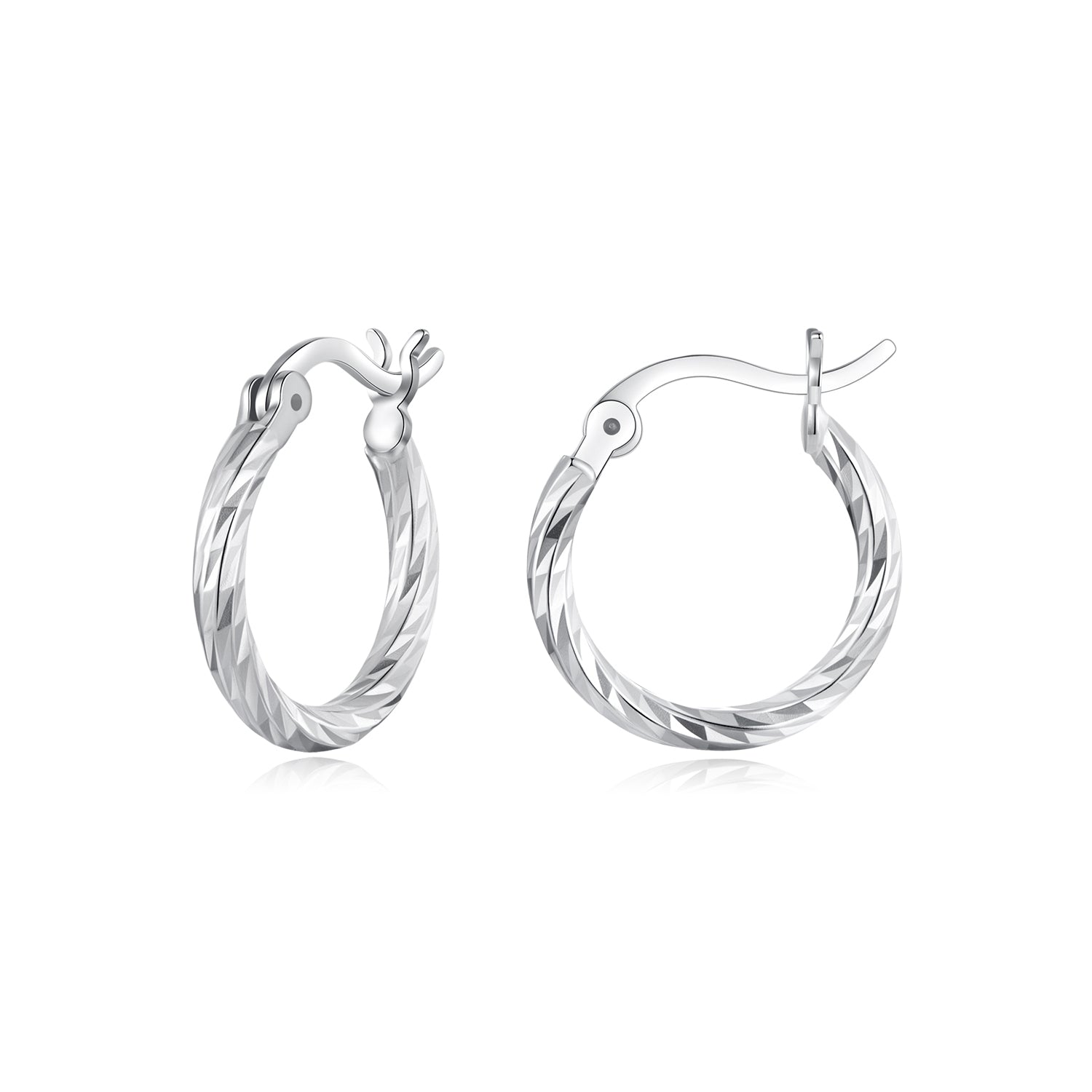 925 Sterling Silver Earrings with White Gold Plating DestGlow