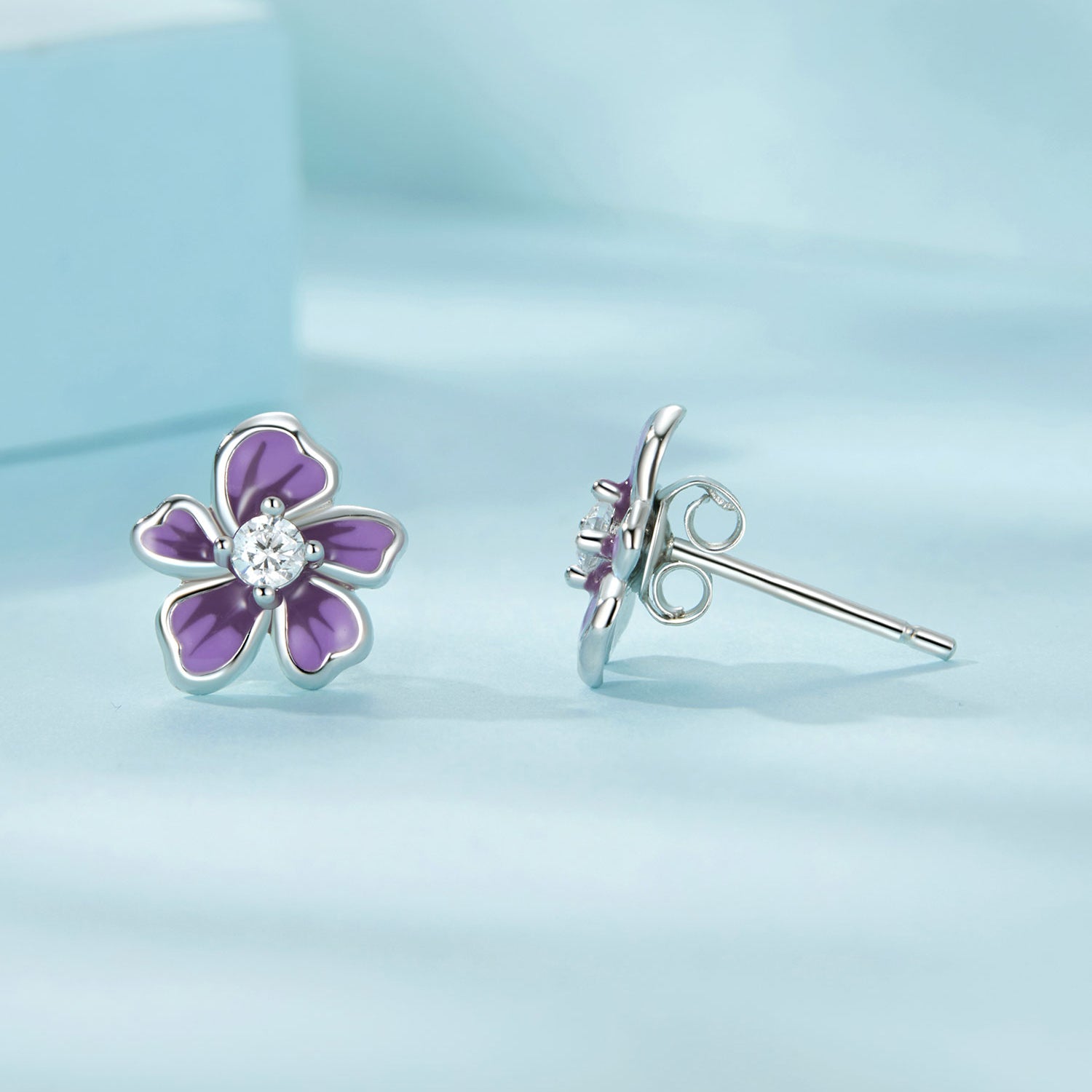 S925 Sterling Silver Plated Platinum Enamel Earrings for Women DestGlow