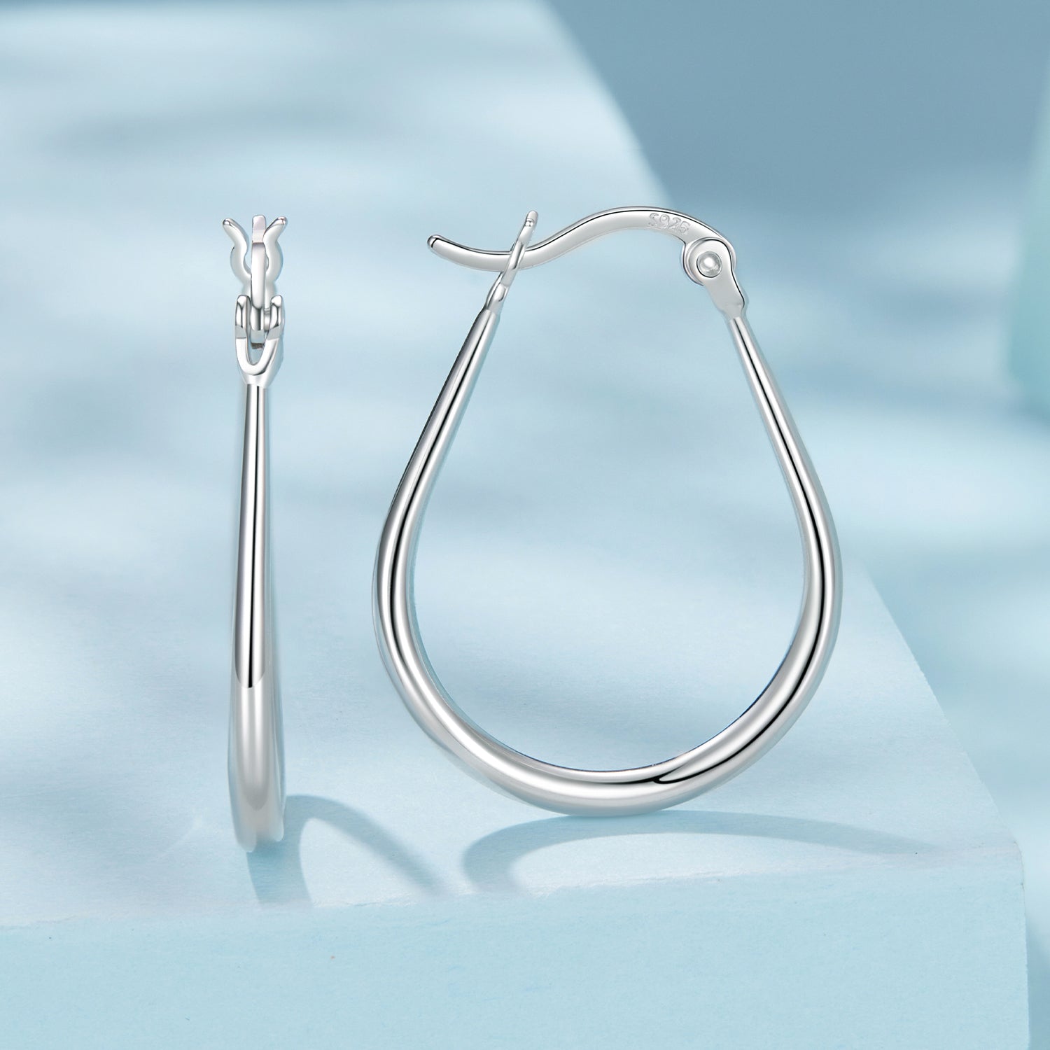 925 Sterling Silver Earrings for Women - 2.9x0.2cm, Plated White Gold, Style L DestGlow