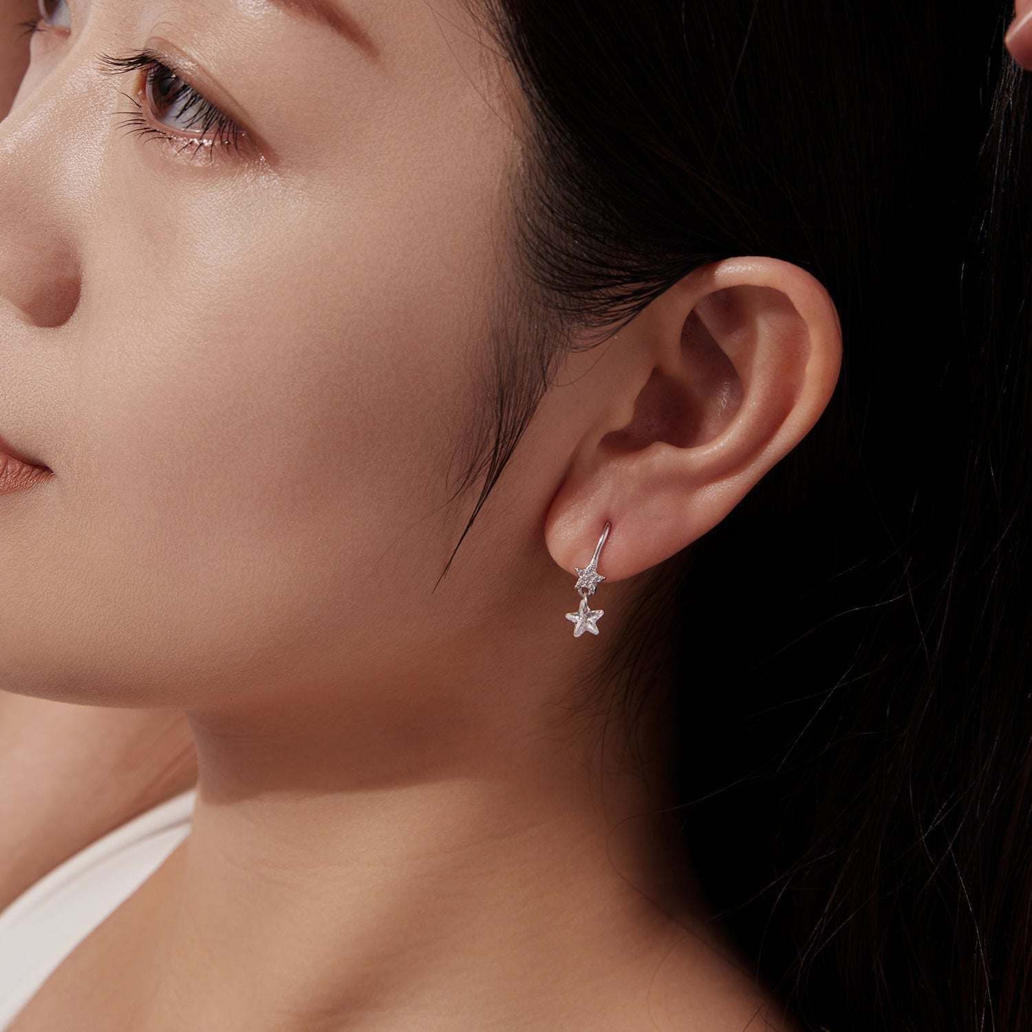 925 Sterling Silver Earrings with Pavé Setting CZ, White Gold Plating, 2.1*0.6cm, for Women DestGlow