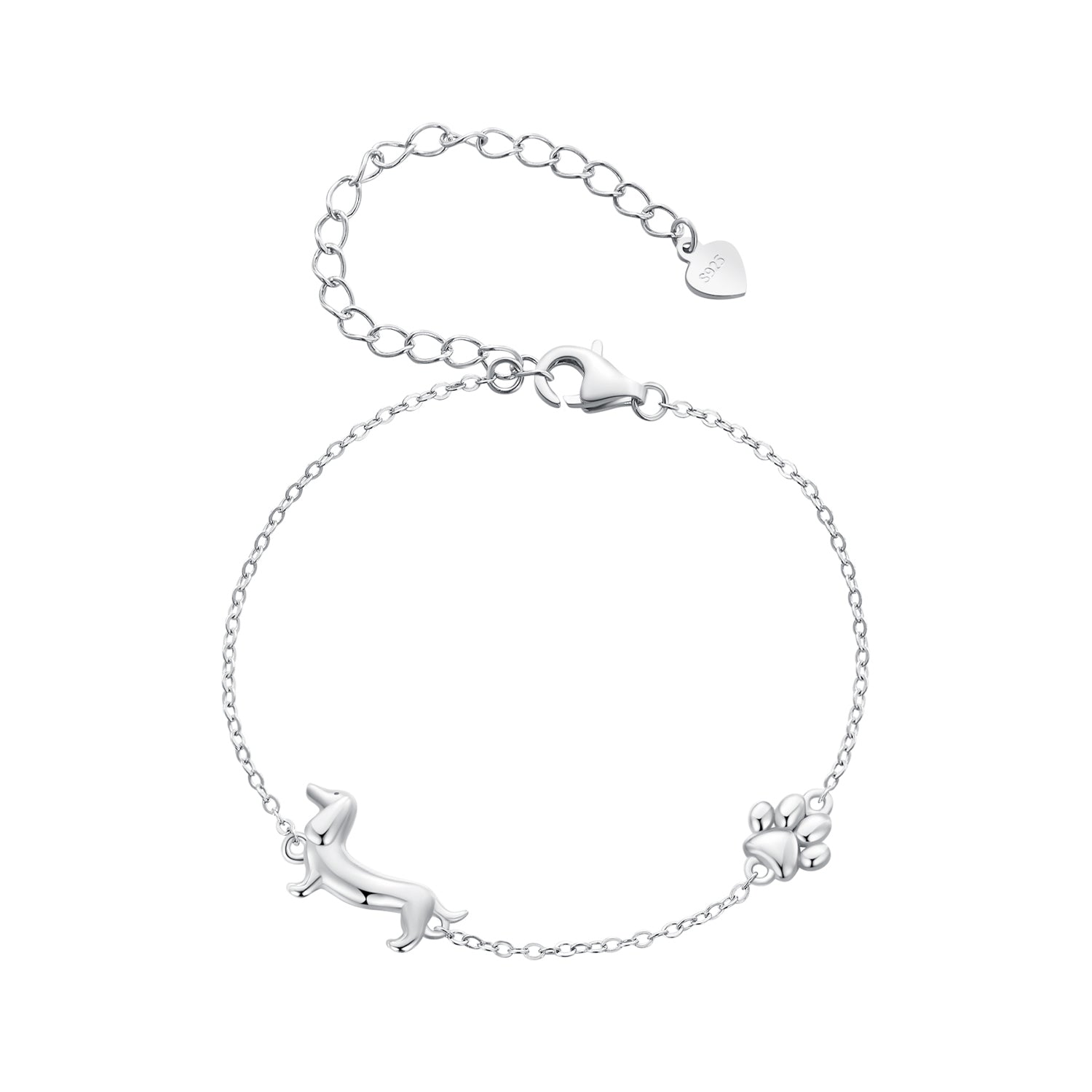 925 Sterling Silver Plated Platinum 150mm+60mm Bracelet for Women DestGlow