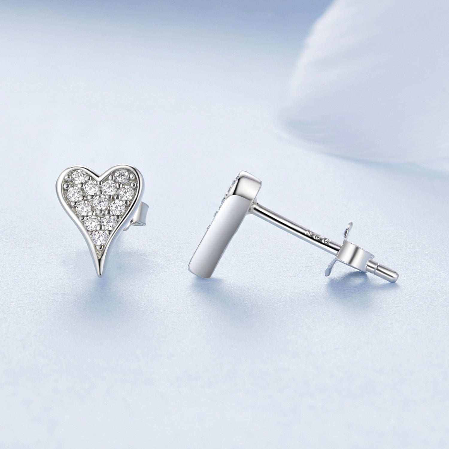 925 Sterling Silver White Gold Plated Pavé CZ Earrings DestGlow